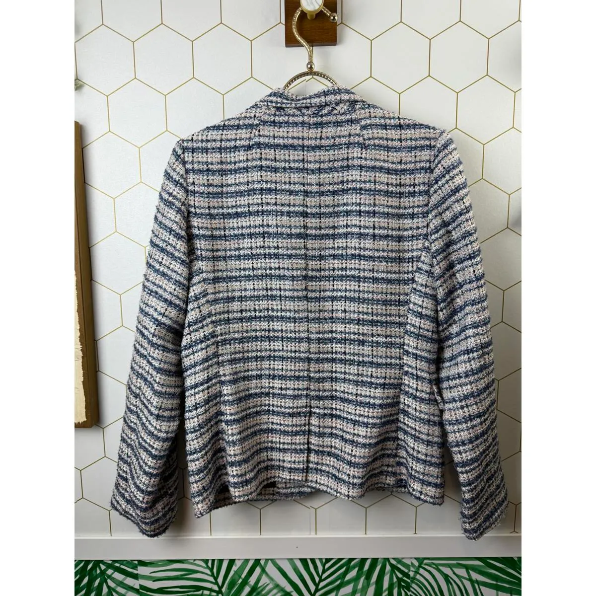Hutch from Anthropologie Tailored Blue Tweed Plaid Blazer - Size - Small - Image 4