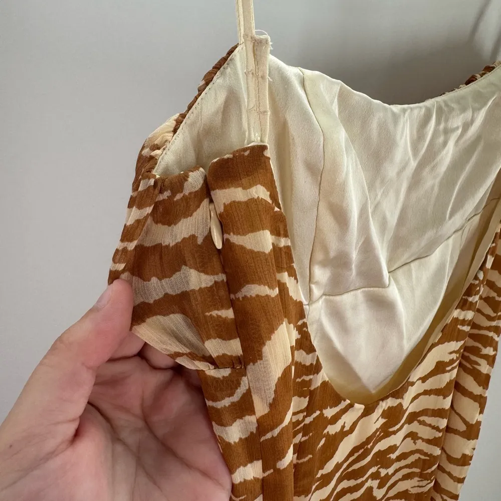 Camila Coelho Revolve Bailee Midi Dress In Brown Zebra Size Medium NWT - Image 12