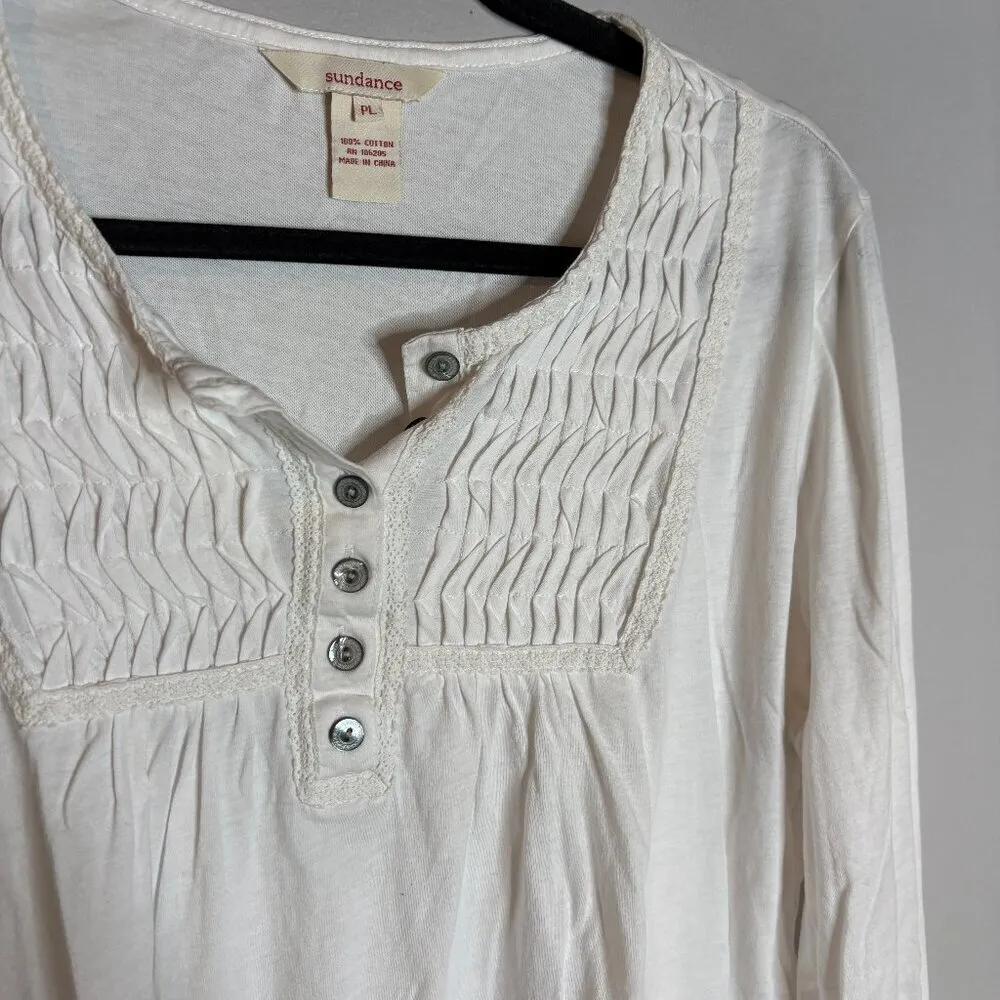 Sundance white embroidered henley top - Image 3