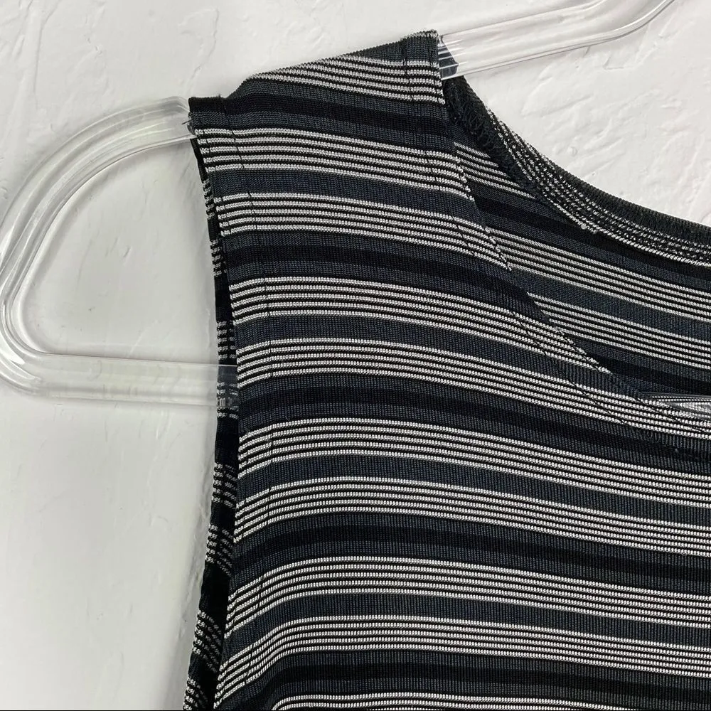 Hot Cotton Vintage Black White Striped Slinky Tank Top Small Multiple - Image 2