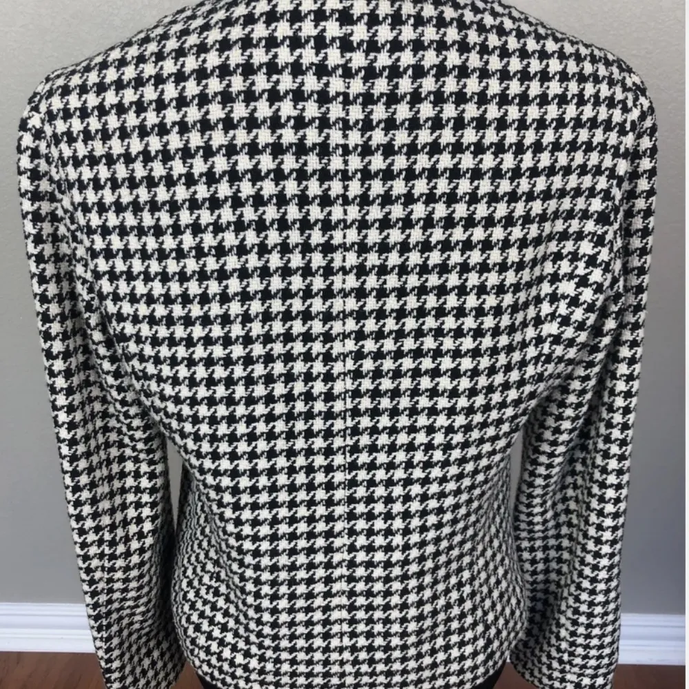 Gerard Darel Vintage Houndstooth Wool Blend Tweed Button Front Blazer FR42 Black Size undefined - Image 8