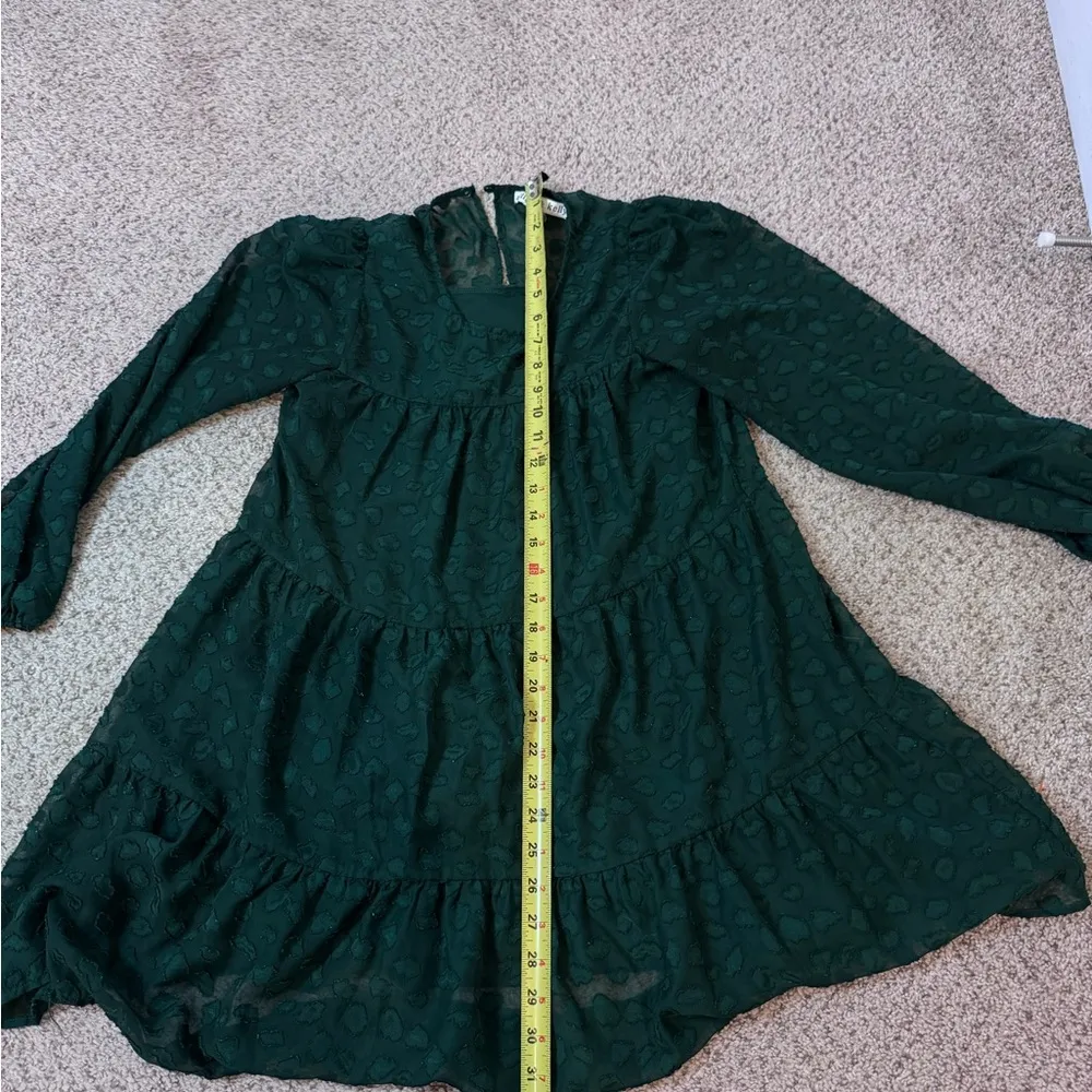 Green Whimsy Goth Sheer Layers Babydoll Fairy Dress XS Yoke Tiered Romantic Boho - Image 10