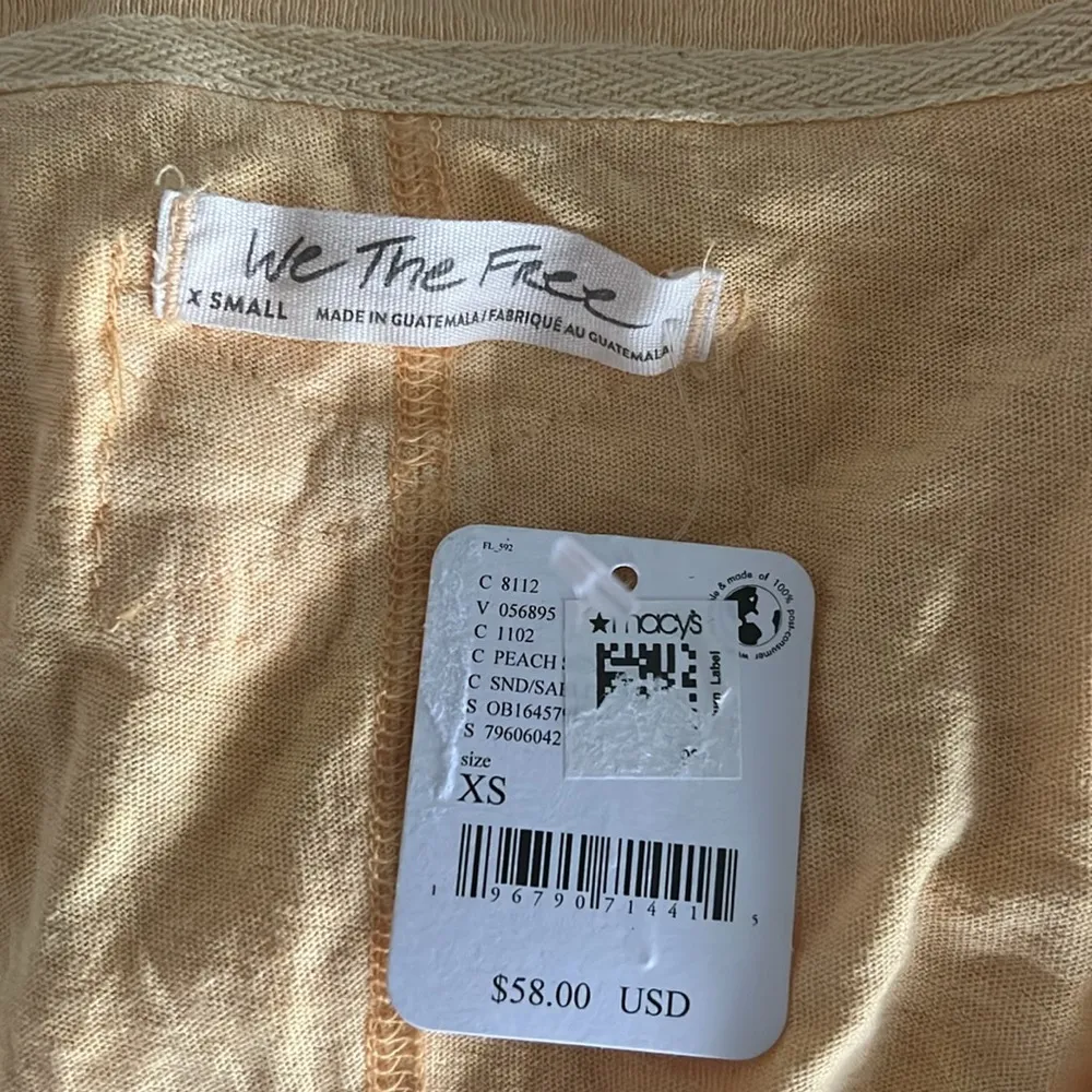 NWT Free People Keep Me V-Neck Cotton T-Shirt, Peach Sunrise Size XS New w/Tag - Image 11