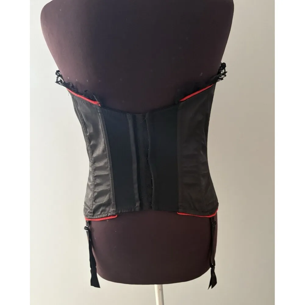 Fredericks of Hollywood Black Corset Top Size L Lace Up Burlesque Pirate Whimsy - Image 3
