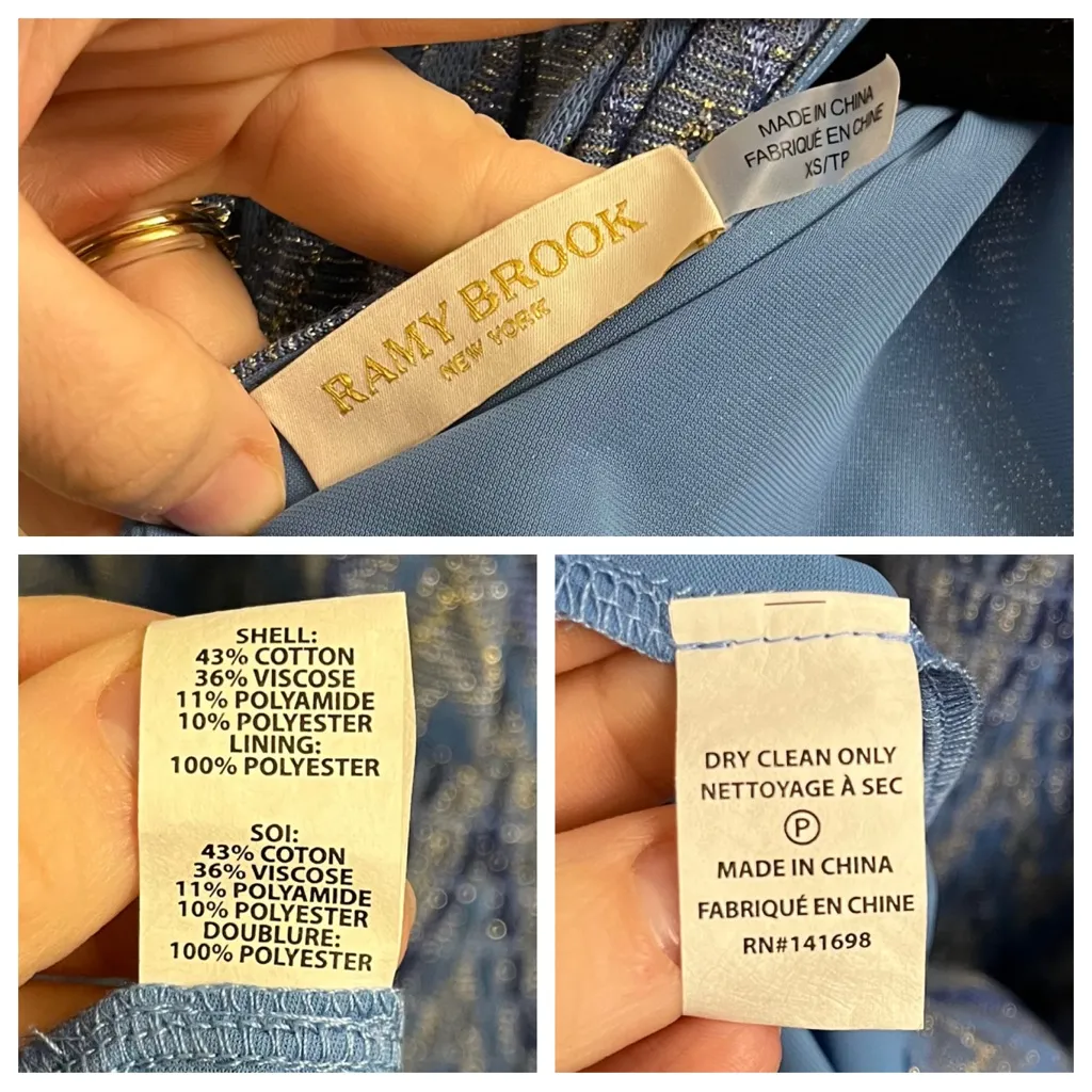 Ramy Brook Blue Chevron Mini Dress XS - Image 10