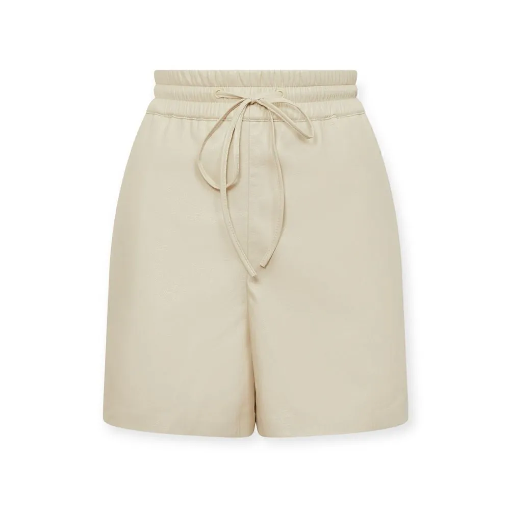 NEW Good American Better Than Leather Shorts Elastic Waist Bone Size 5 2XL - Image 9