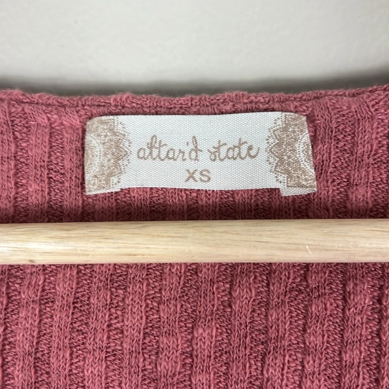 Altar'd State Bodysuit Womens XS Mauve Pink Ribbed Ruffle Long Sleeve Coquette - Image 5