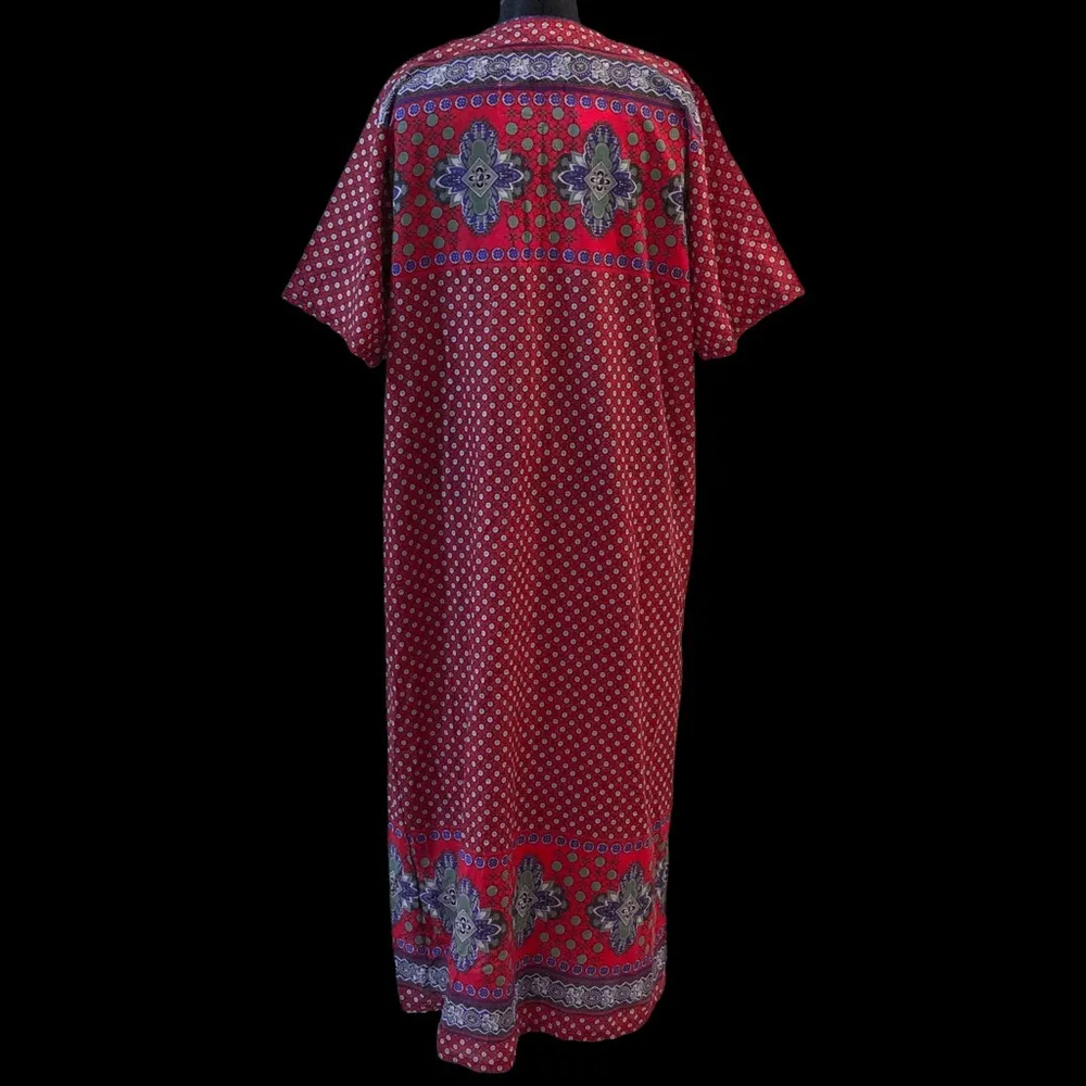 Vintage Charming Lady by 4Family Red Paisley Nightgown Maxi Dress Size 2X - Image 12