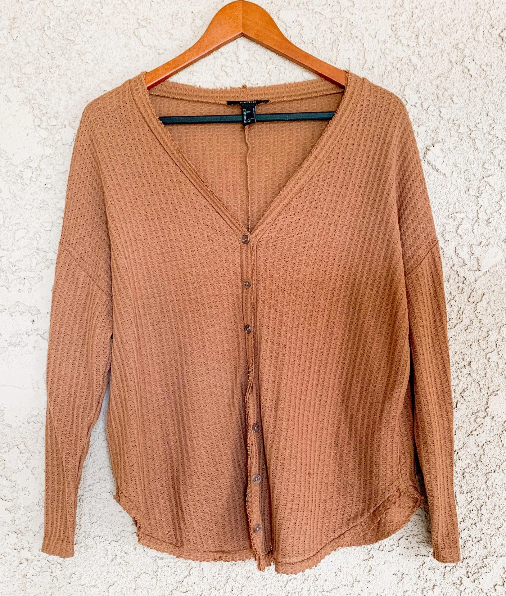 Forever 21 Orange Waffle Knit Long Sleeve Top - Image 5