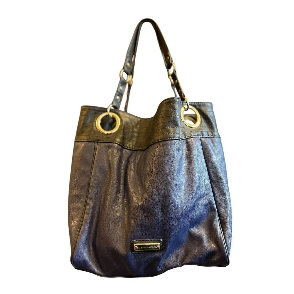 Steve Madden Women's blue Leather Shoulder Bag Gold Hardware‎ - Image 5