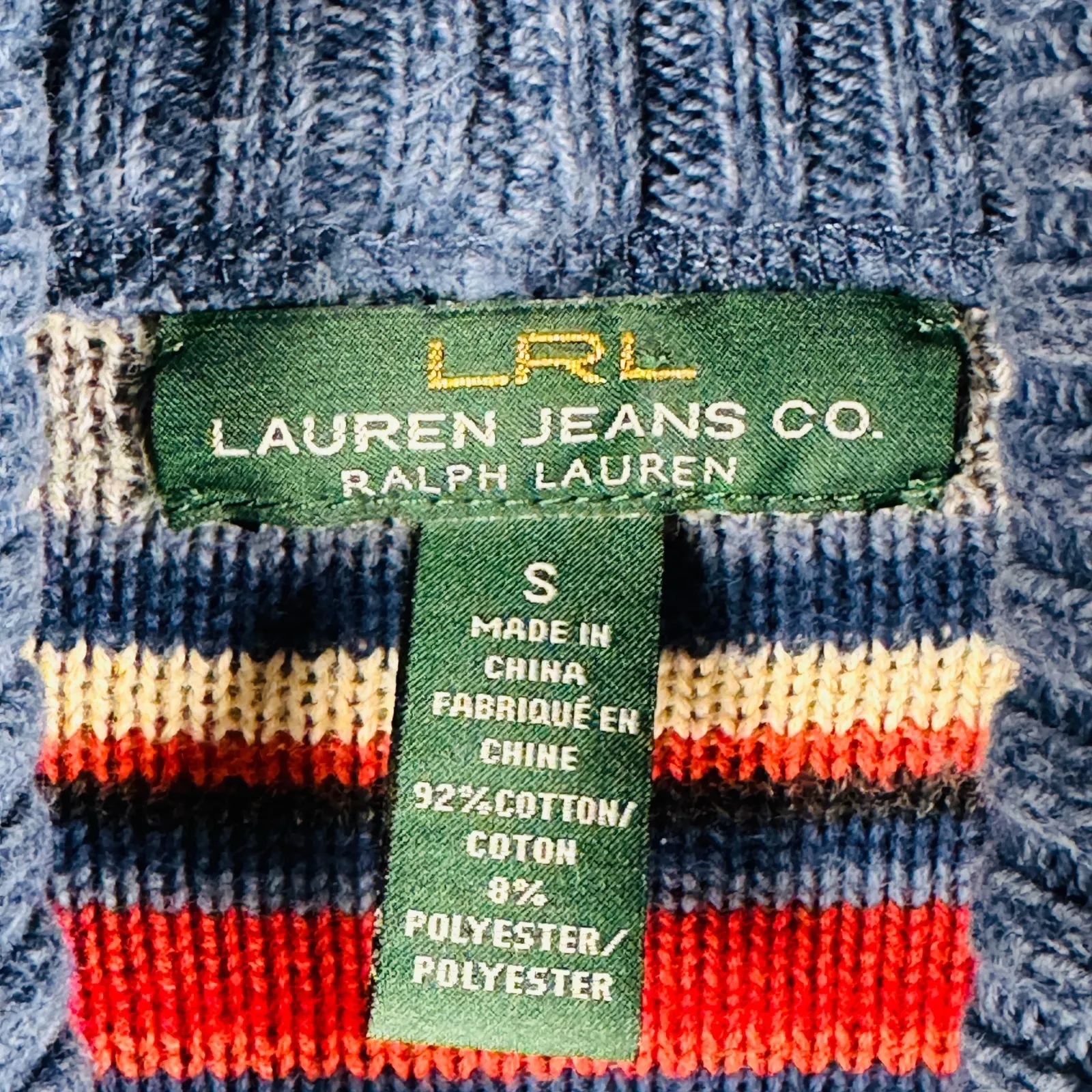 Ralph Lauren Jeans Southwestern Striped Cardigan‎ Sweater Open Front Knit Blue S - Image 3