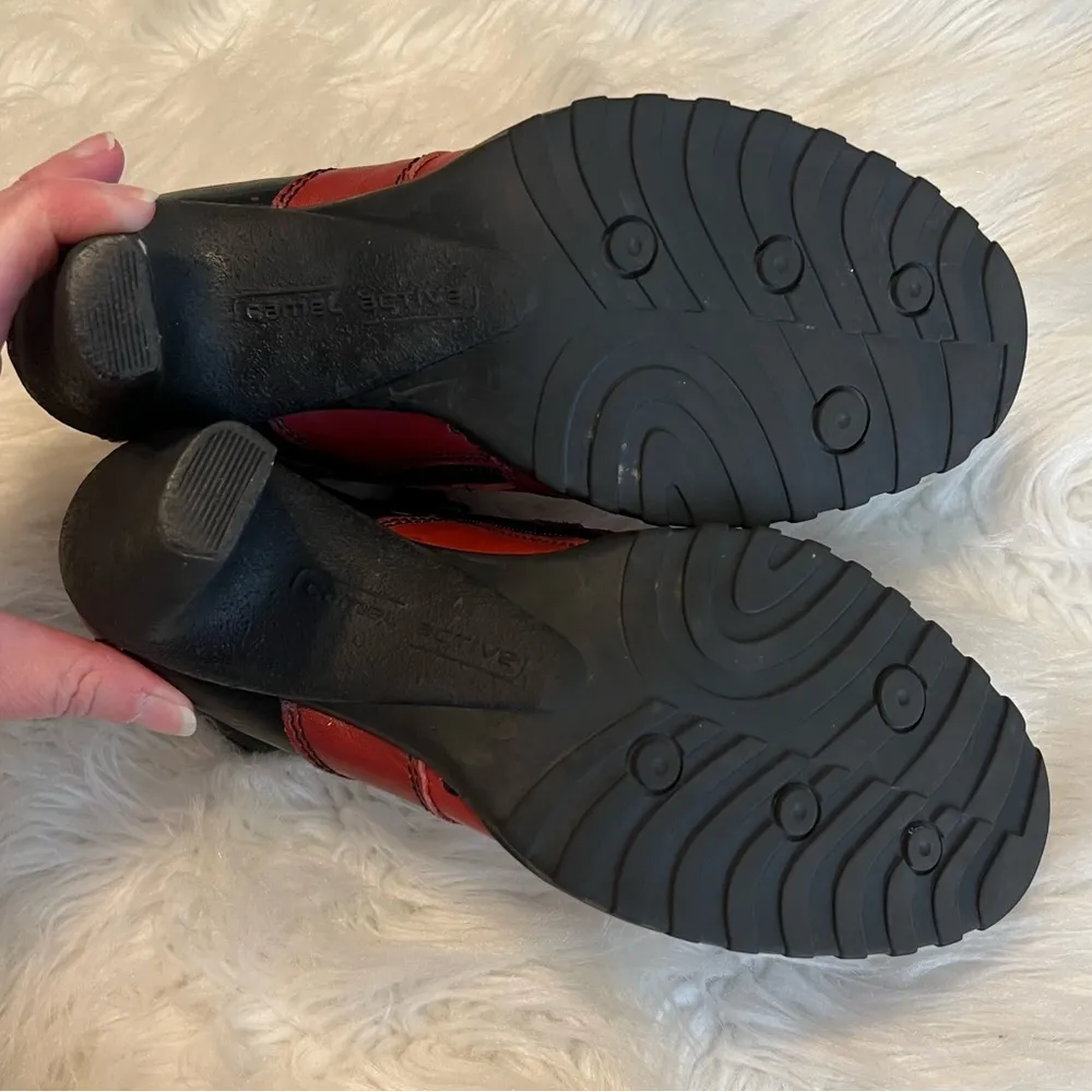 Camel Active Harlem Leather High Heels Ankle Booties Shoes Red Black Size 7.5 - Image 5