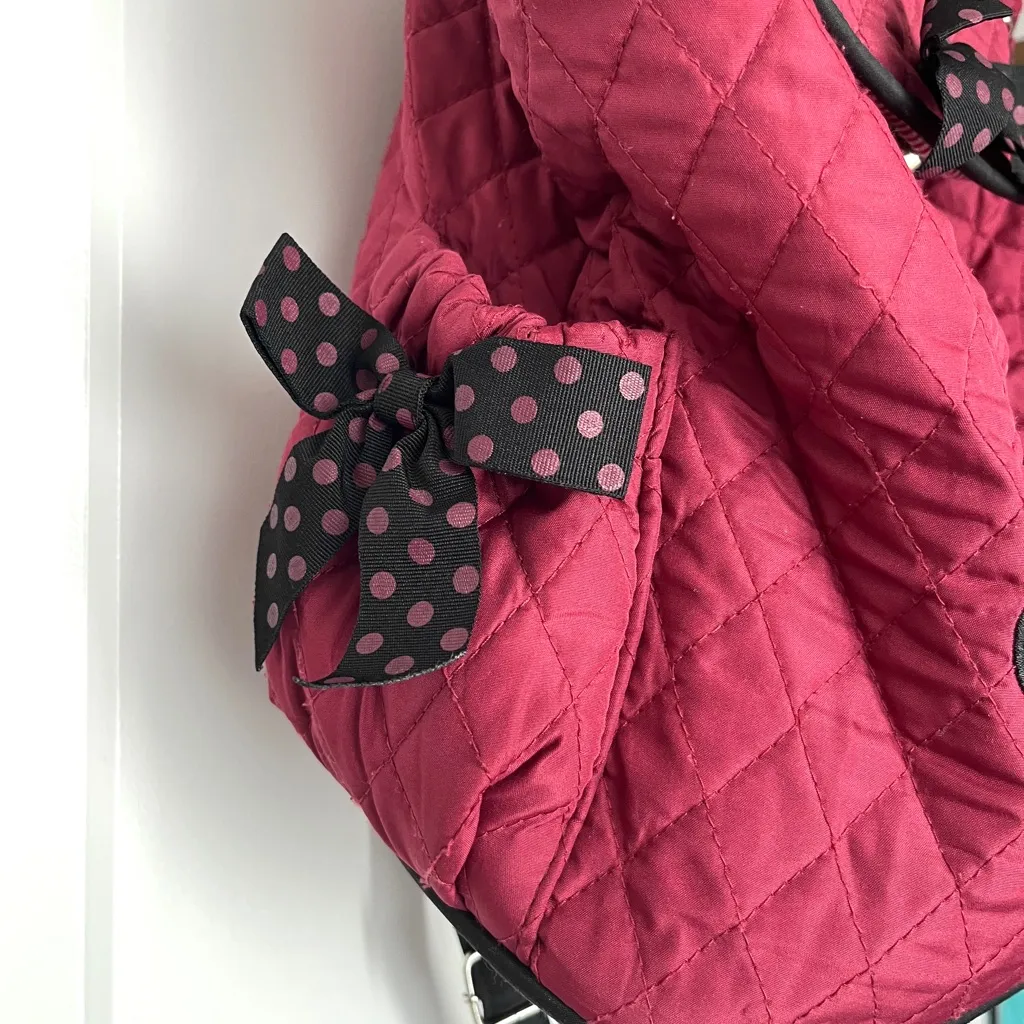Quilted Red Backpack with Bow Accents & Initials “MLS” - Image 4