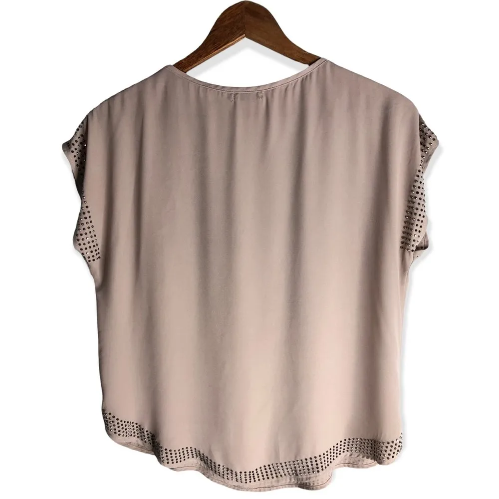 Poetry Rhinestone Detail Scoop Neck Tan Blouse - Image 94