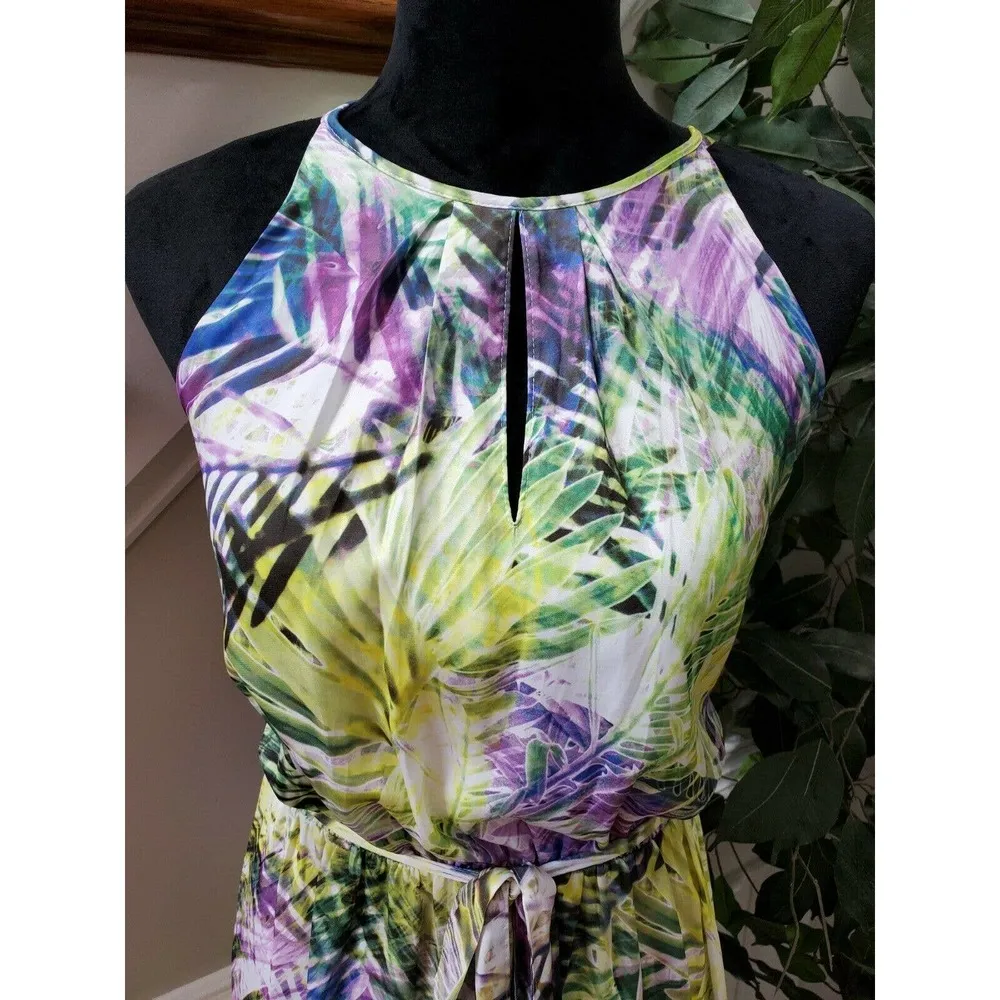 Jennifer Lopez Women's Multicolor Polyester Round Neck Sleeveless Maxi Dress M - Image 2