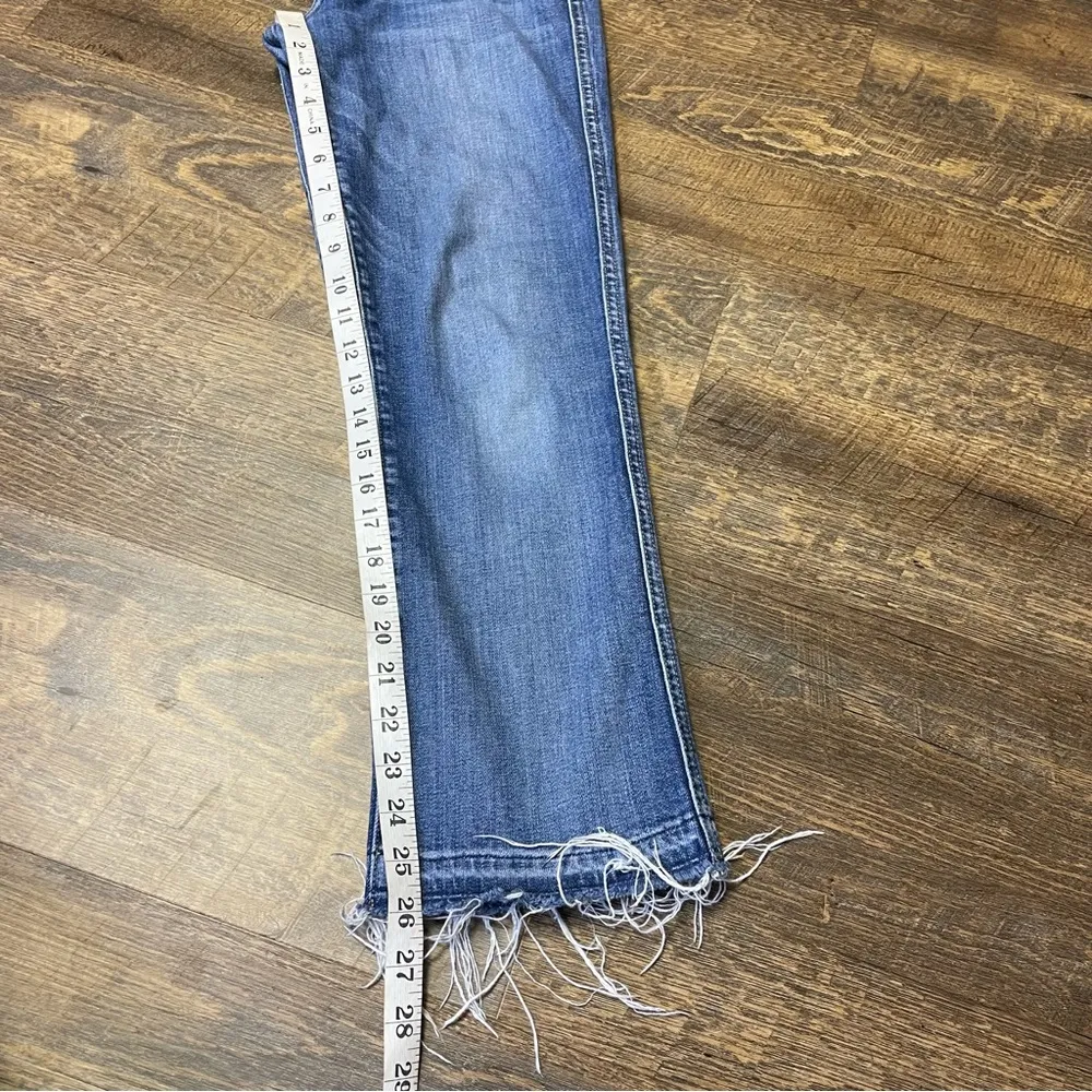 7 For All Mankind Cropped Boot Jeans Women's 28 Blue Denim Raw Hem - Image 9