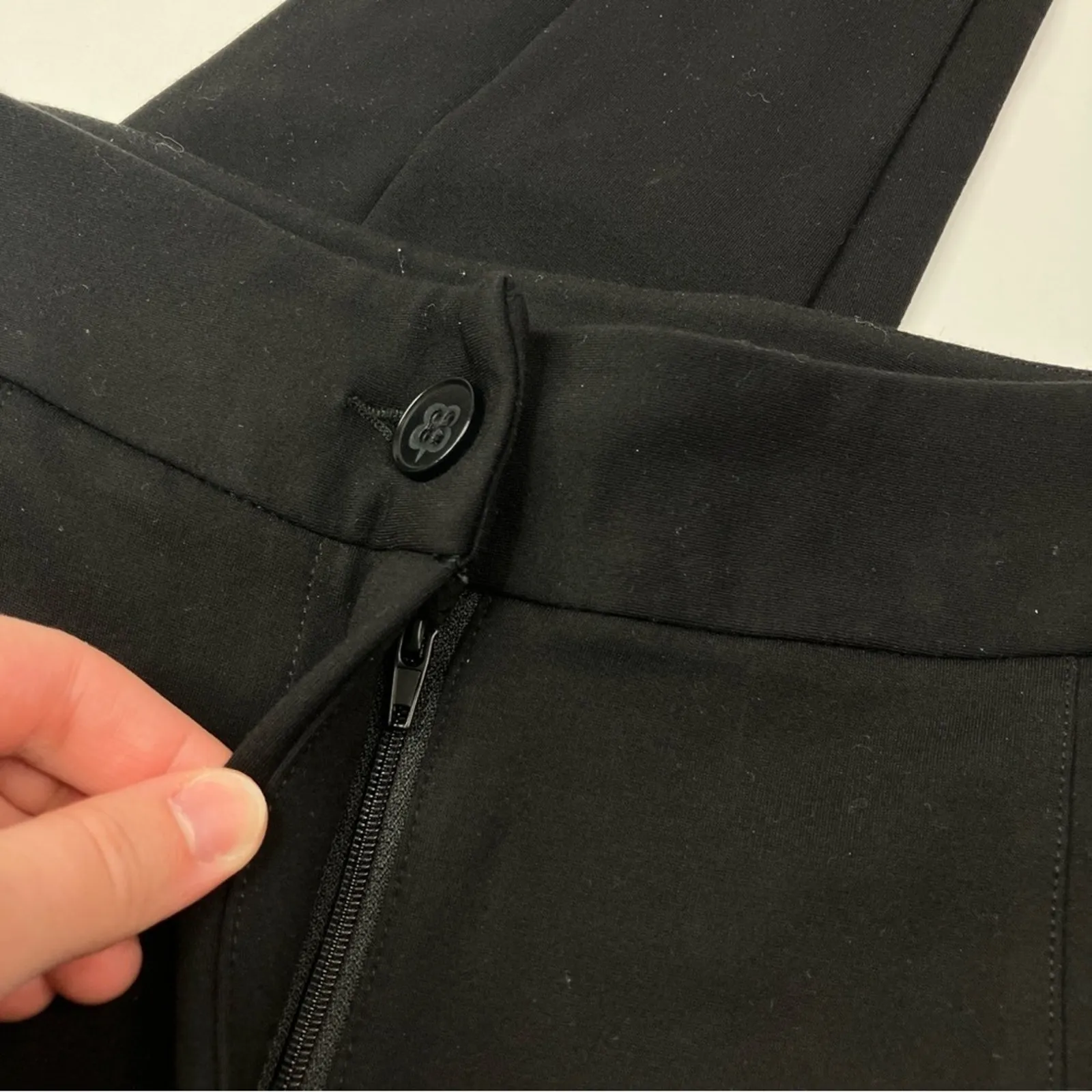 Betabrand | Black Skinny Stretch Pants Rayon Blend Zip Ankle Womens Small - Image 2