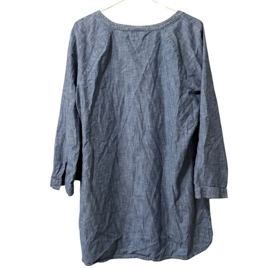 J.‎ Jill Shirt Women Large Blue Chambray Tunic Long Sleeve Button - Image 2