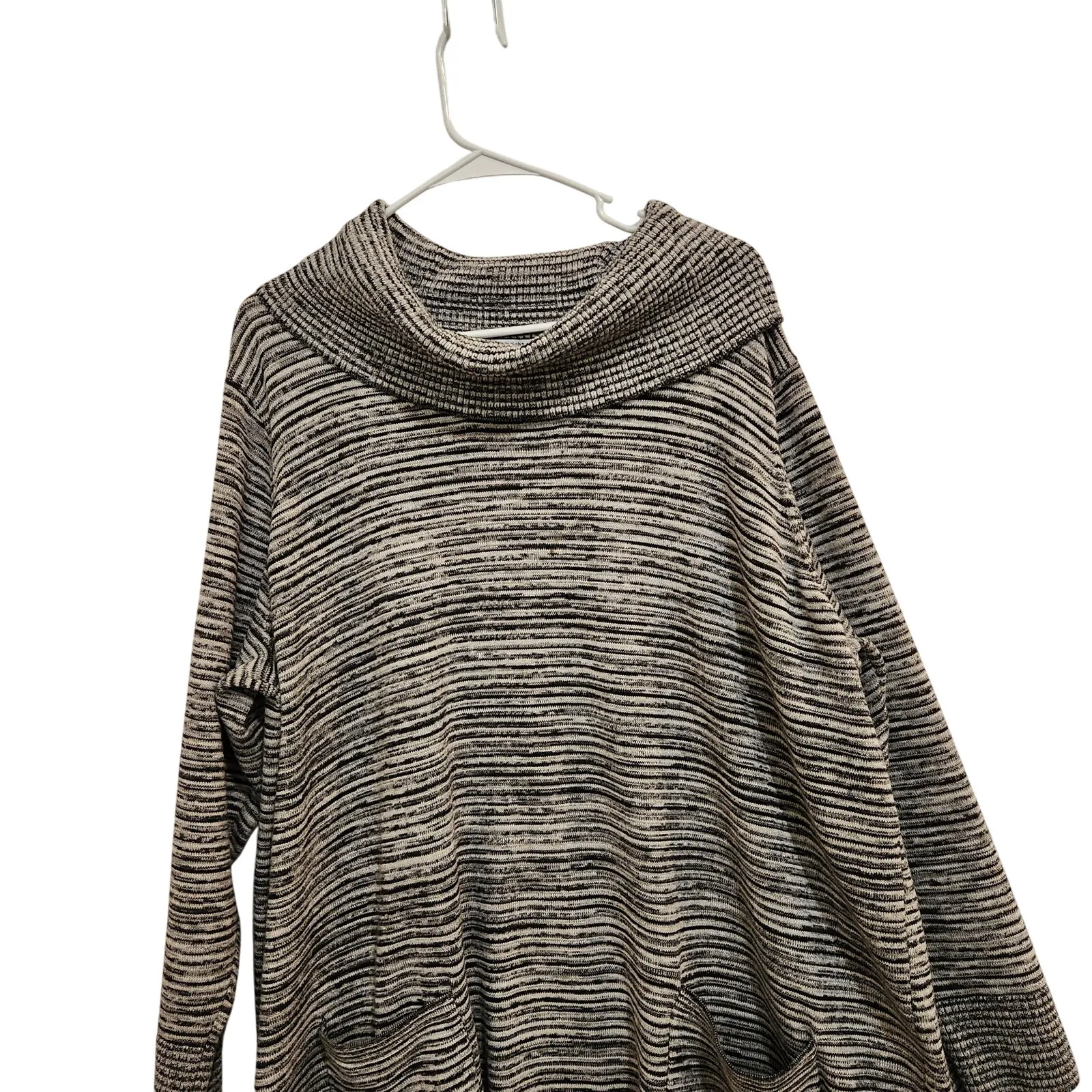 Eight Eight Eight Gray Striped Knitted Long Sleeve Cowl Neck Sweater Dress 3X - Image 3