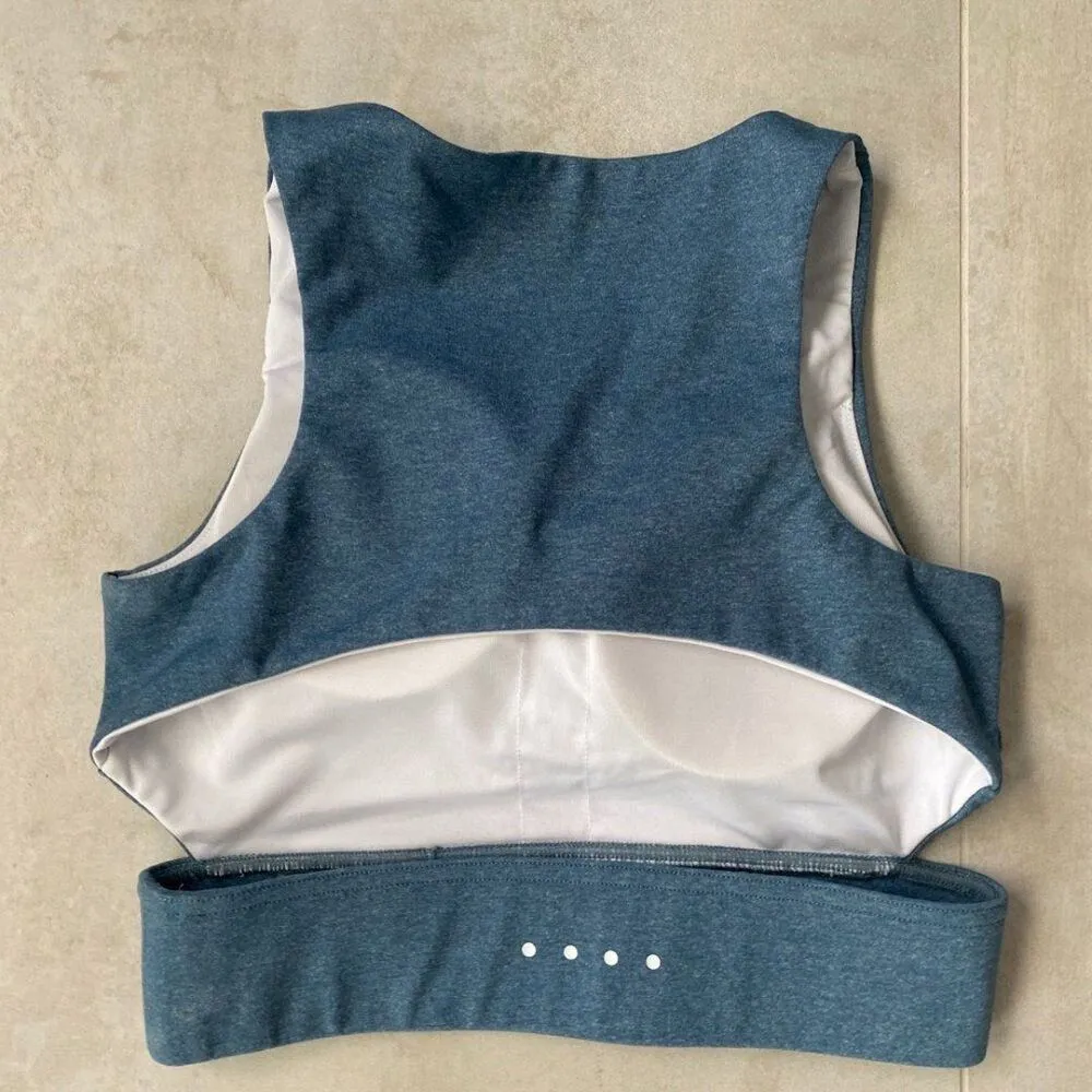 Kora Light Blue Women's Seamless Activewear Sports Bra Small Back Cut Out - Image 3