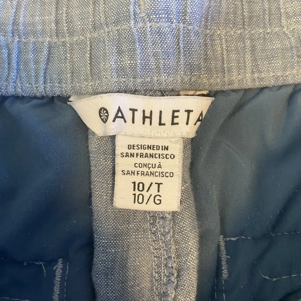 Athleta Cabo Linen Jogger Pants Chambray Blue Size 10 T Tall‎ Athleisure Sporty - Image 9