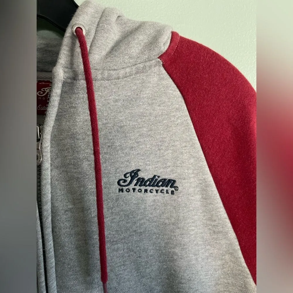 Indian Motorcycle Women's Diamante Icon Hoodie Sweatshirt M Gray Maroon Size M - Image 3