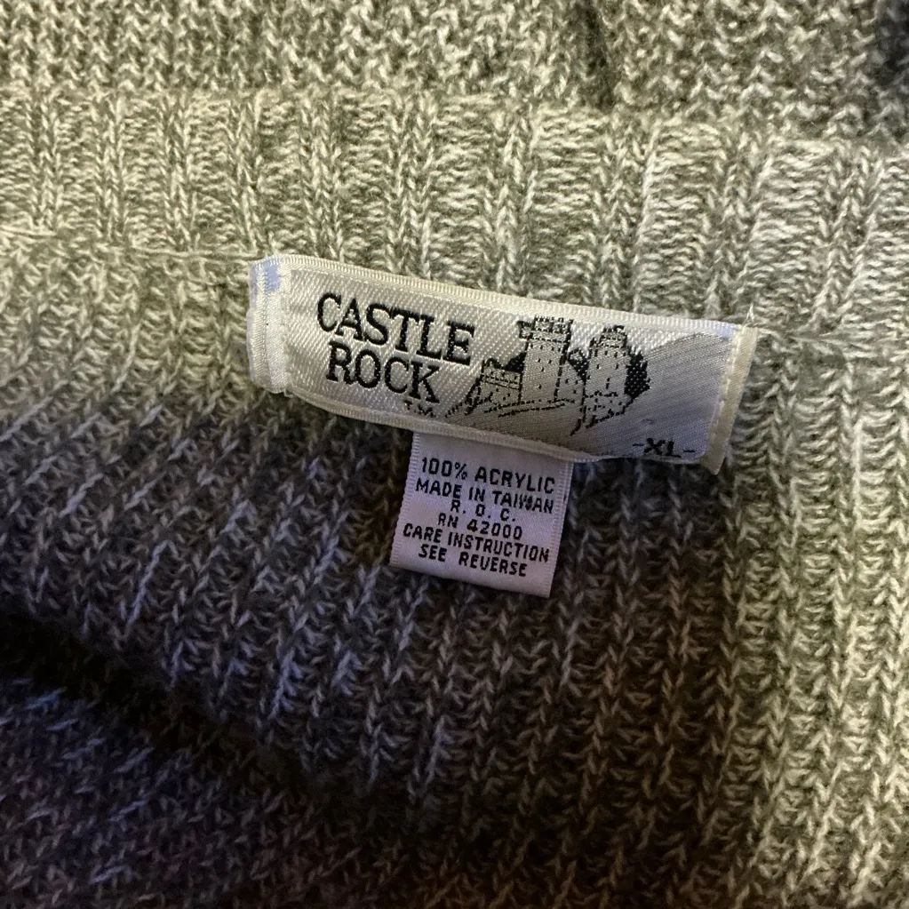 Vintage Grandpa Cardigan Oatmeal Heather Knit Button Front Cozy Sweater Size XL - Image 2