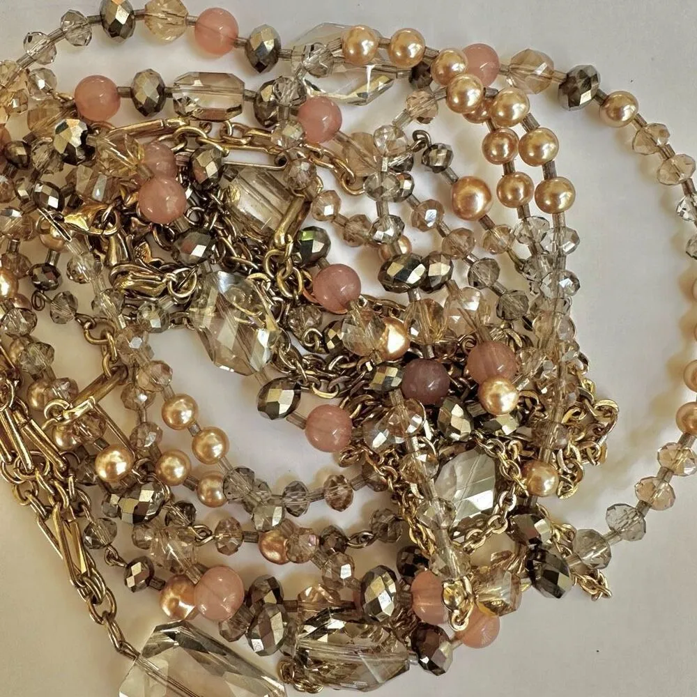 White House Black Market multi strand detachable gold tone tassel necklace - Image 7