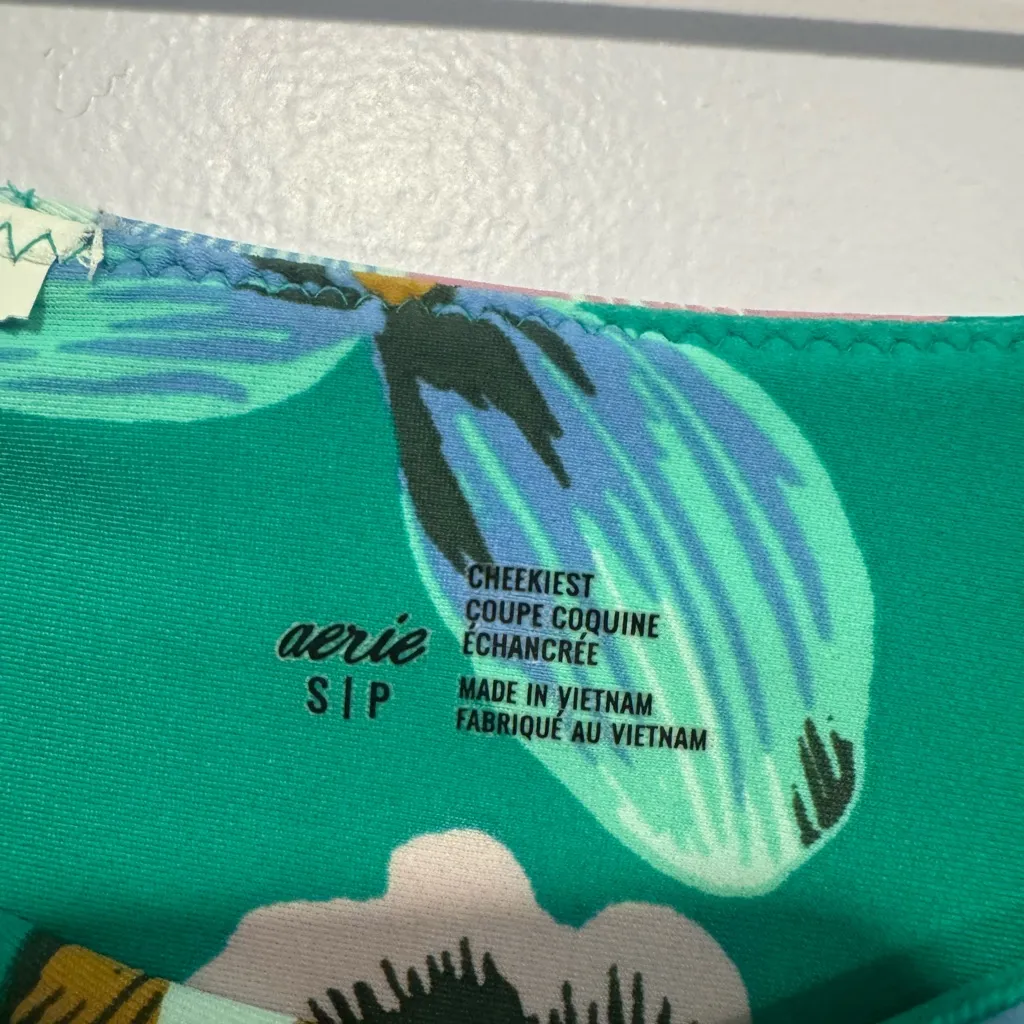 Aerie‎ green tropical floral Triangle bikini set - Image 7