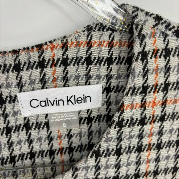 Calvin Klein Herringbone Check Print Short Sleeve Shirt‎ Dress Size 8 NWT - Image 7
