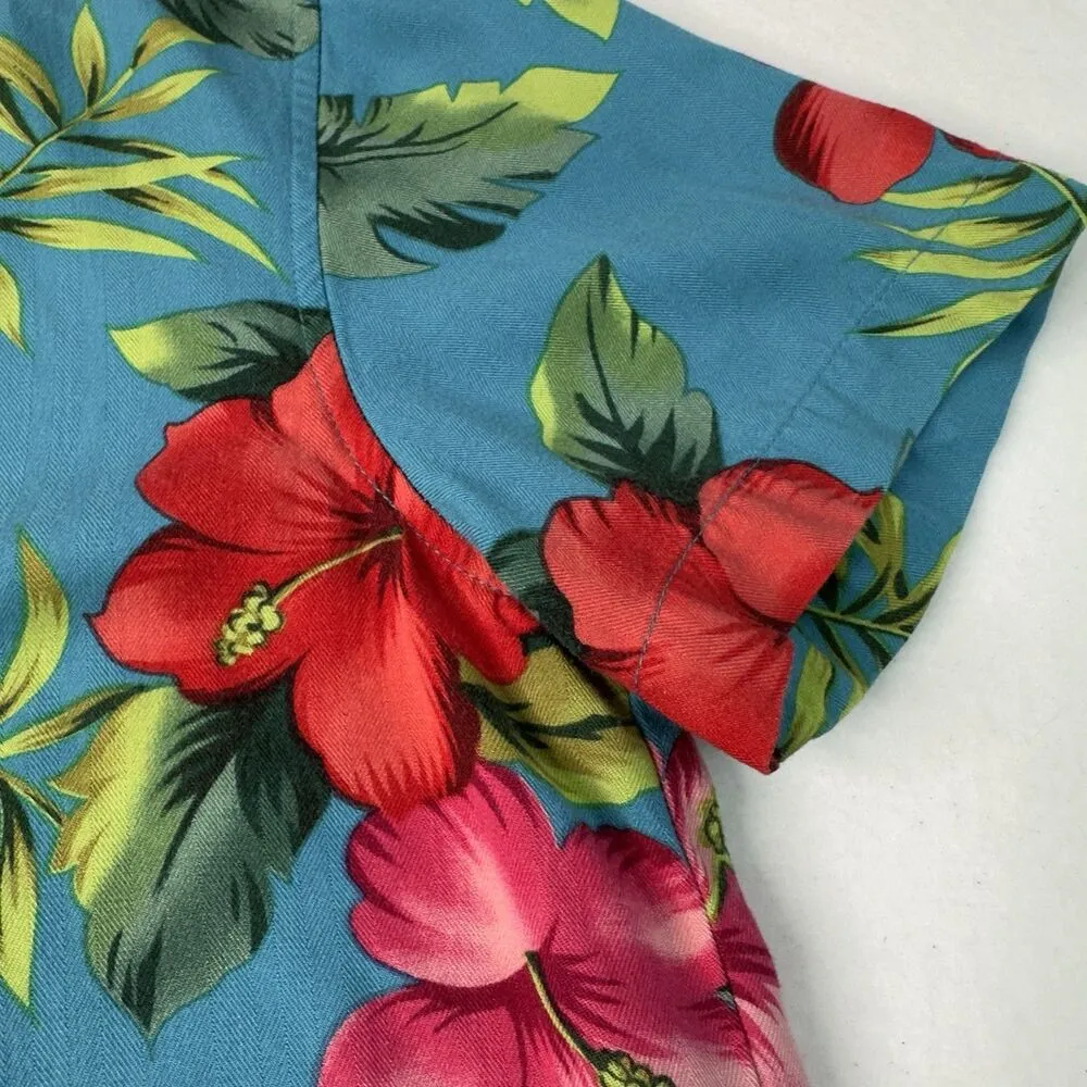 Caribbean Joe Women Button Up Floral Hawaiian Shirt Short Sleeve Tropical sz Med - Image 5