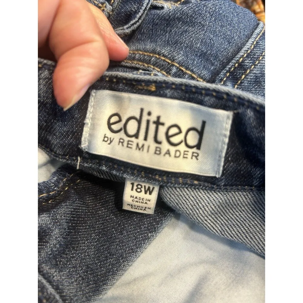 Edited by Remi Bader Women's Loose Straight Leg Denim Jeans Size 18 W Dark Wash Blue - Image 3