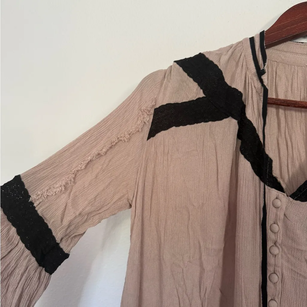 Free People Beige and Black Boho tunic dress Blouse - Image 6