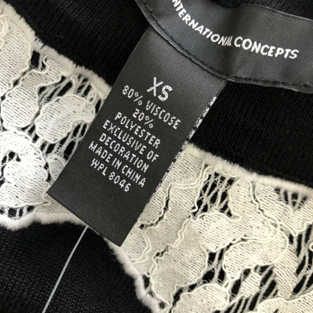 INC Cold Shoulder Lace Trim Pullover Sweater Black - Image 3