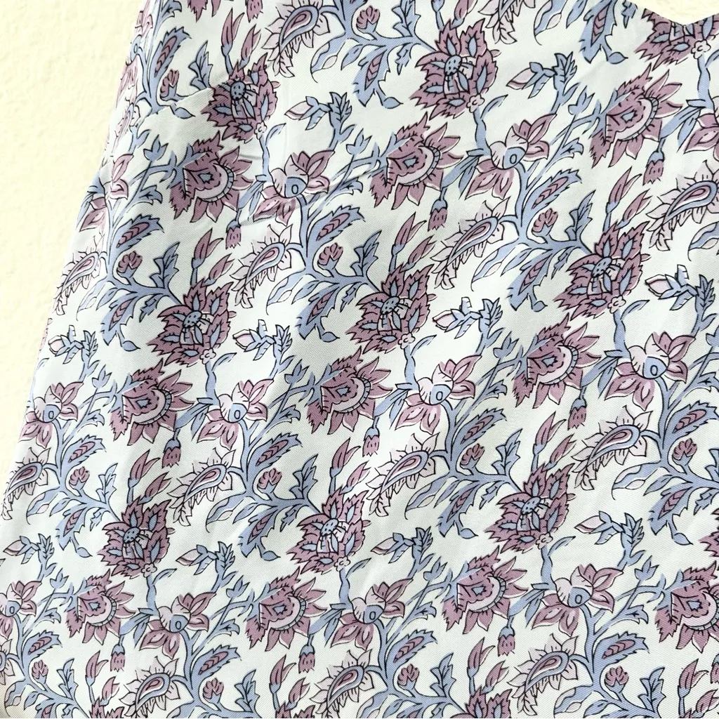 J. Crew Tiered tie waist dress dusty periwinkle block print Purple Size Medium - Image 8