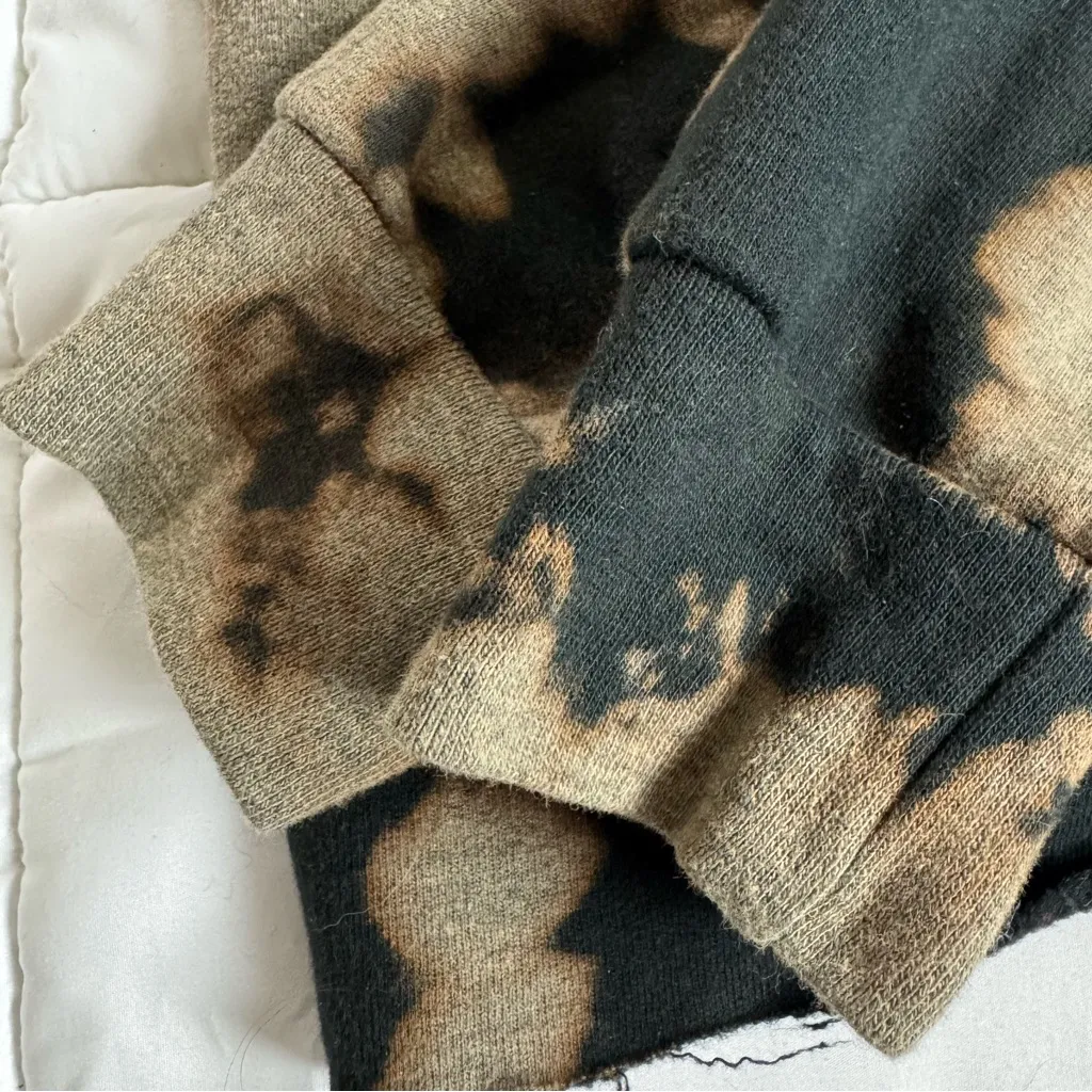 Earthy Bleach Dyed Lounge Set Small Cropped Sweatshirt Joggers Grunge Cozy Brown - Image 7