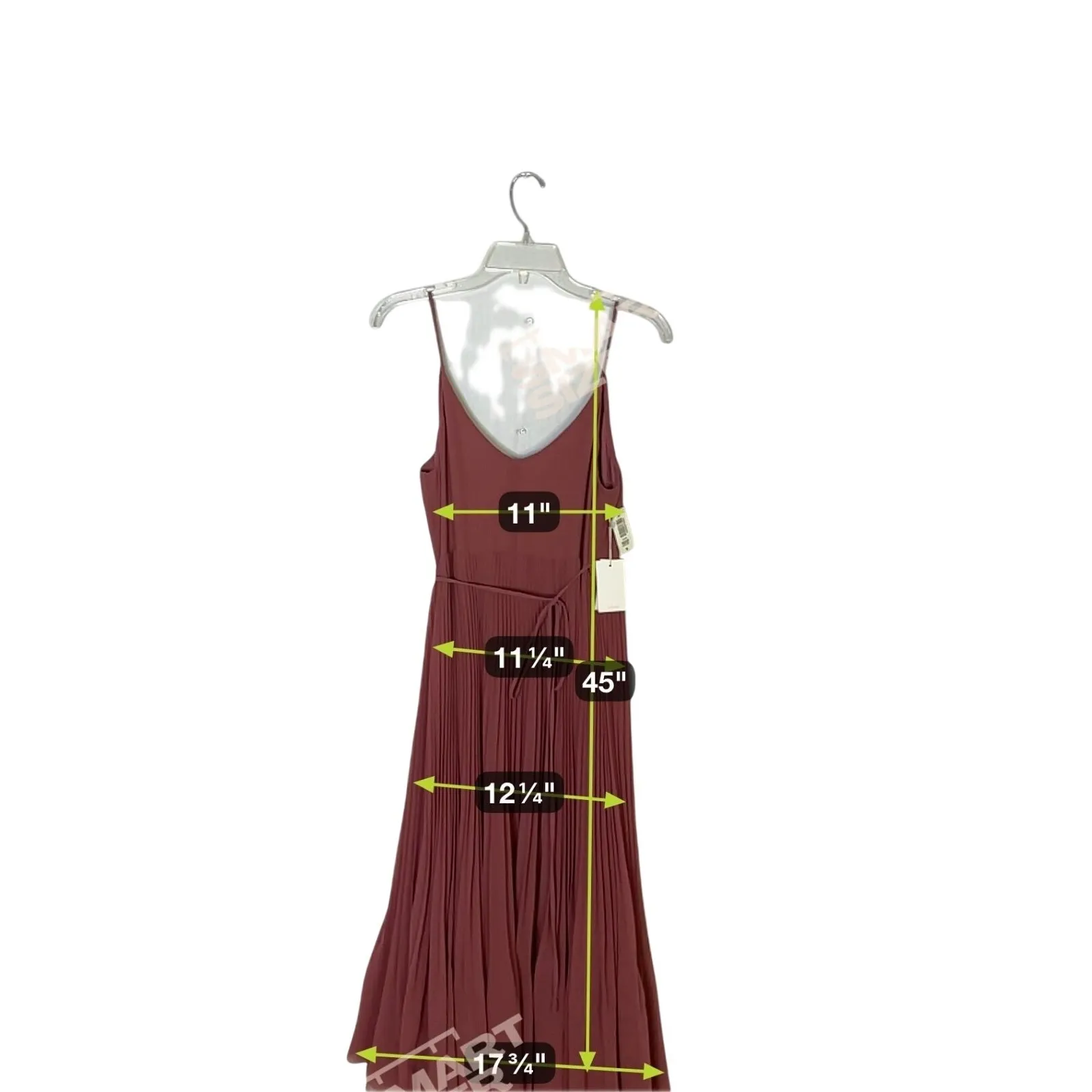 Wilfred Women's Red Pleated V-Neck Spaghetti Strap Tie Waist‎ Wrap Dress Size S - Image 7