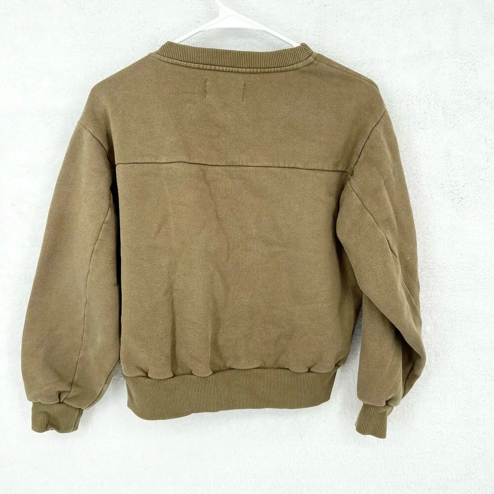 Everlane Women's Olive Green Long Sleeve Everyday Crewneck Sweatshirt Size XS - Image 5