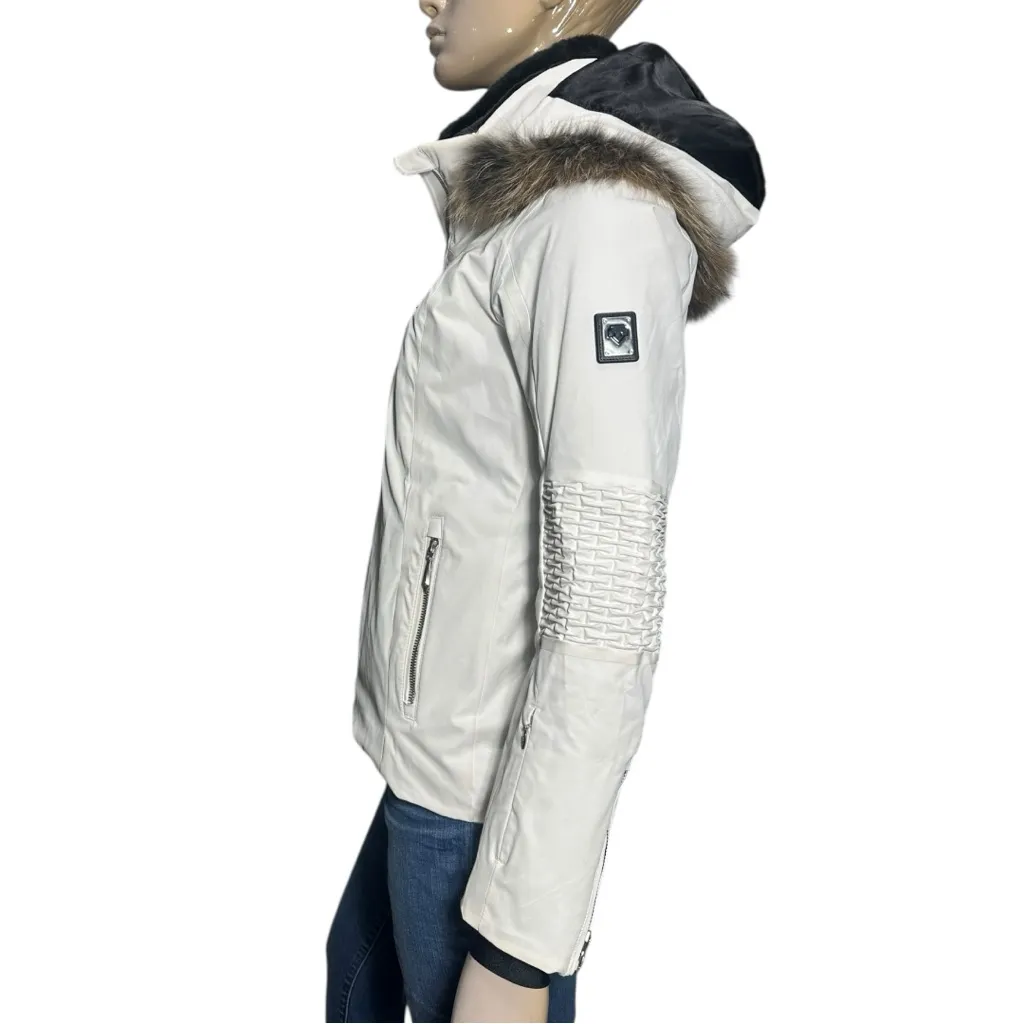 Descente Women's Size 4 White Layla Insulated Hooded Faux Fur Trim Jacket - Image 4