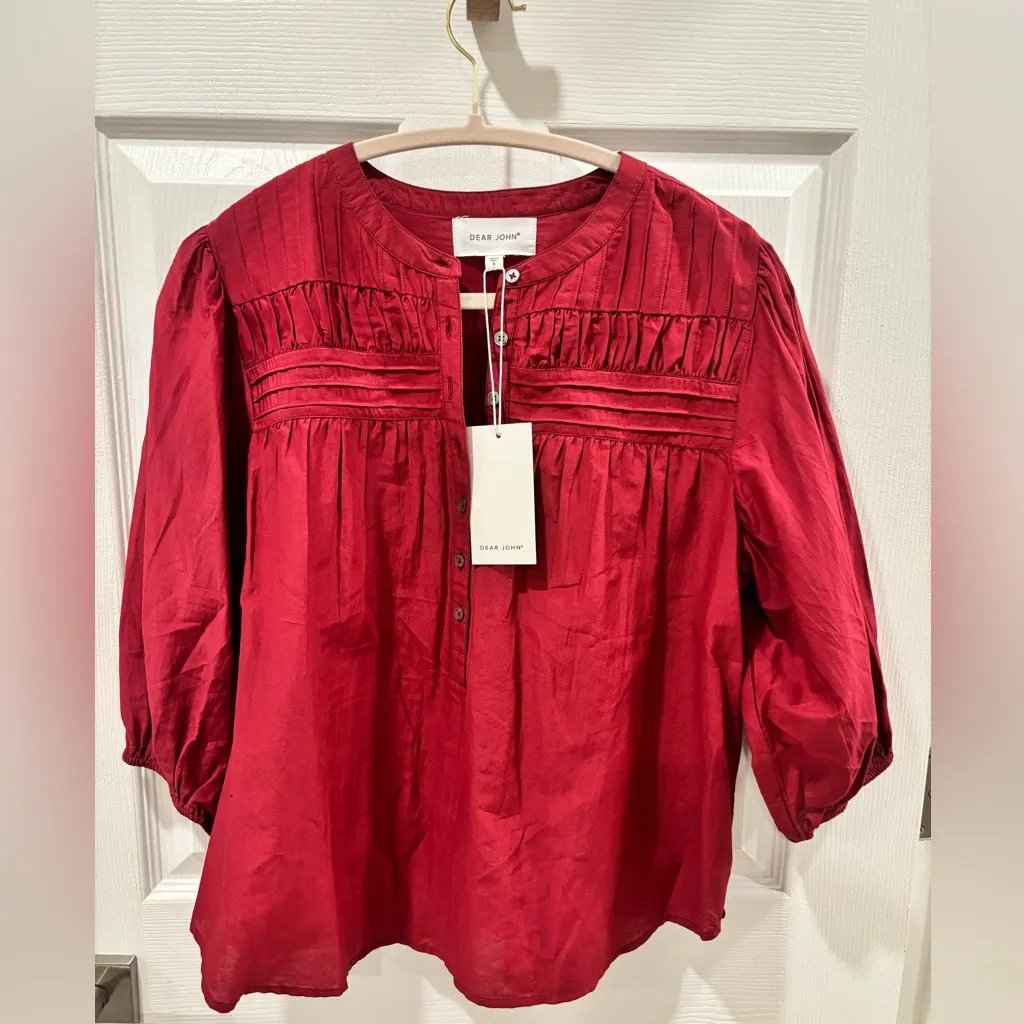 Dear John Lilian Tibetan Red blouse size Small NWT - Image 2