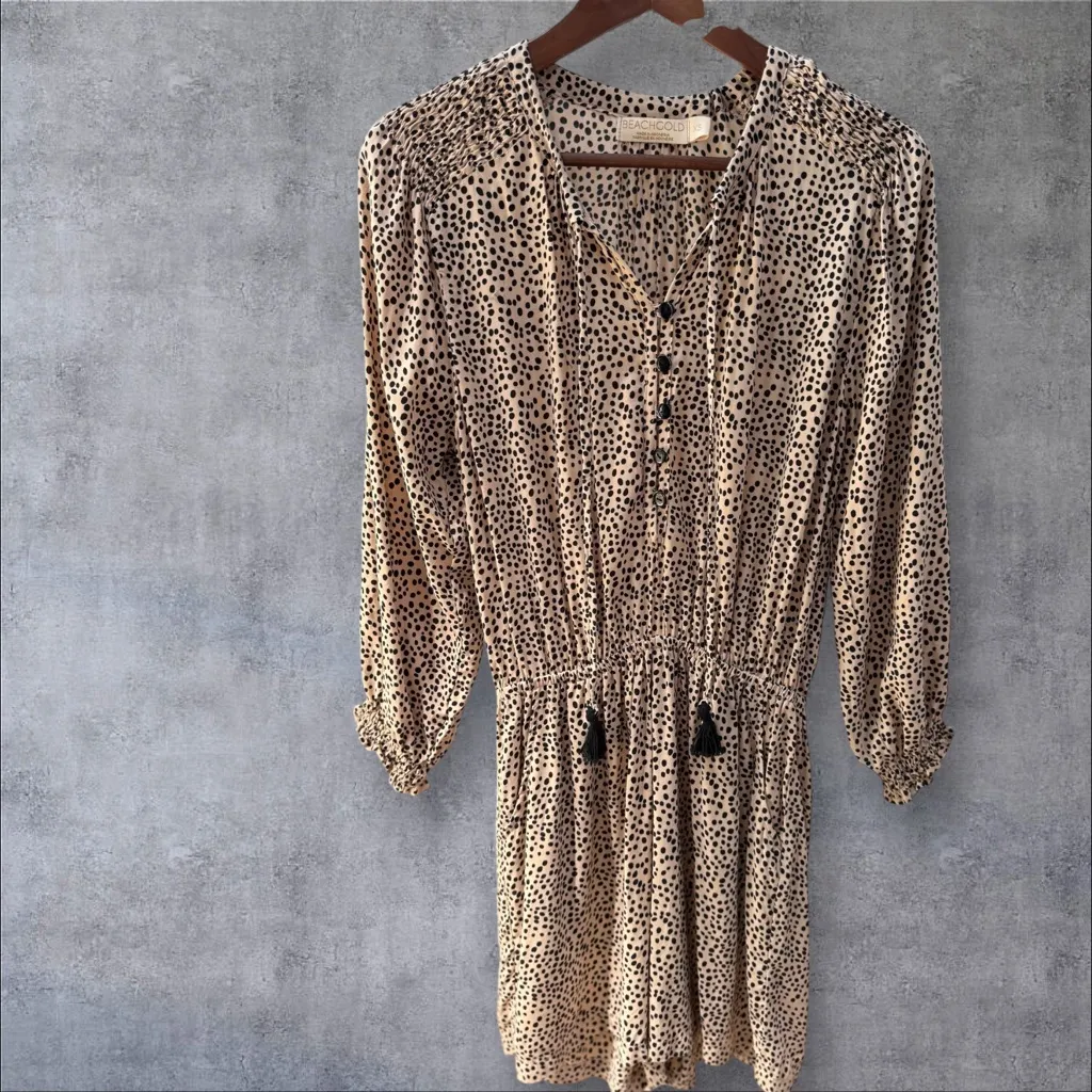 BEACHGOLD by ANTHROPOLOGIE Chelsea Romper • XS/S • Tan/Black Leopard - Image 3