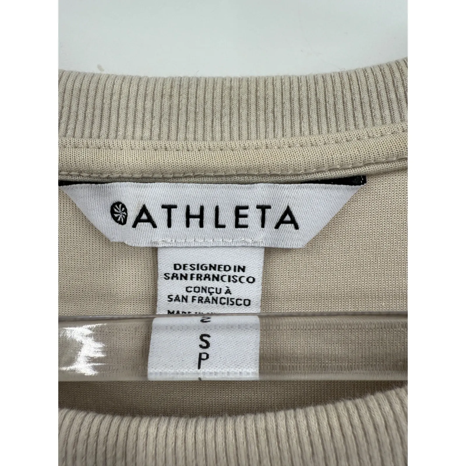 Athleta Harlow Hybrid Top Women Size S Beige White Casual Comfort‎ - Image 2