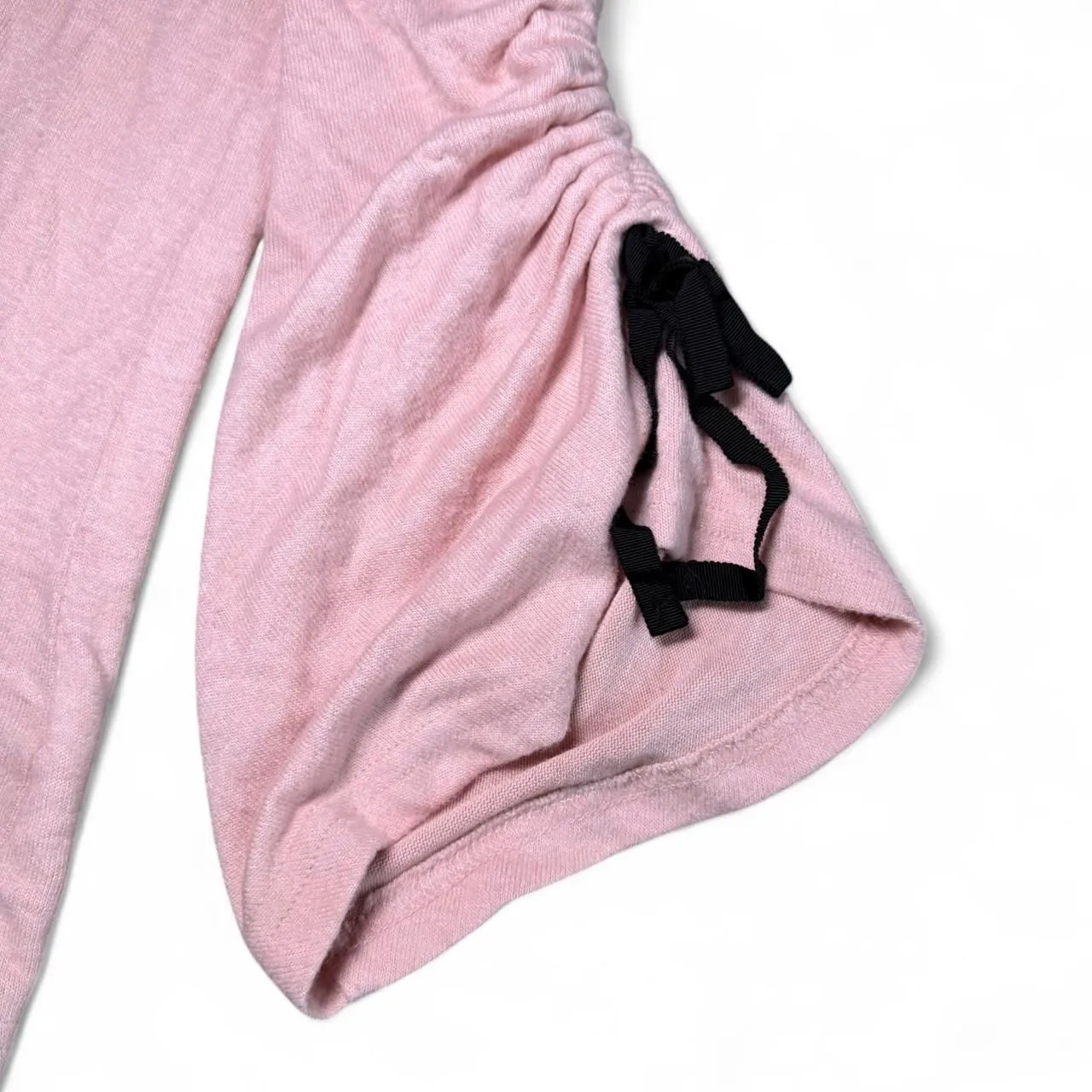 Juicy Couture Top Womens XS Pink Long Sleeve Boat Neck Ruched Flare Bow Cuff Y2K - Image 3