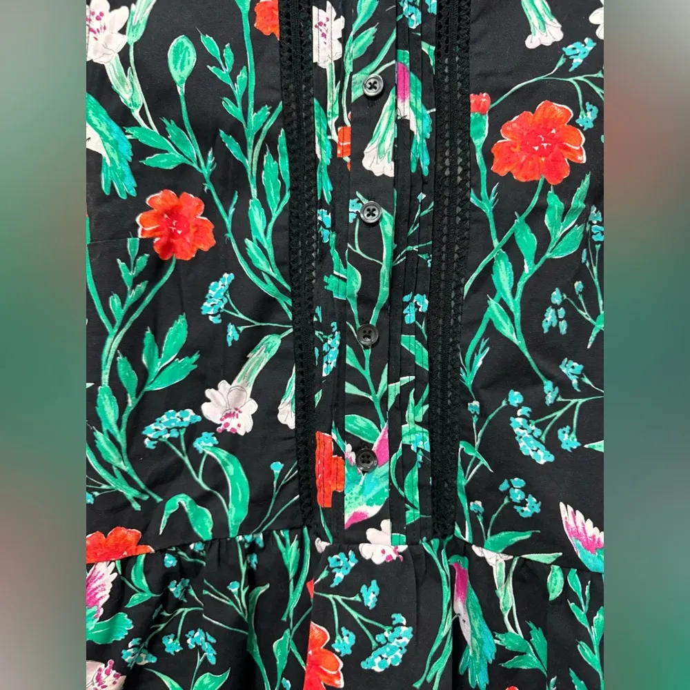 Kate Spade Jardin Poplin Top Size Small flowers hummingbirds - Image 6