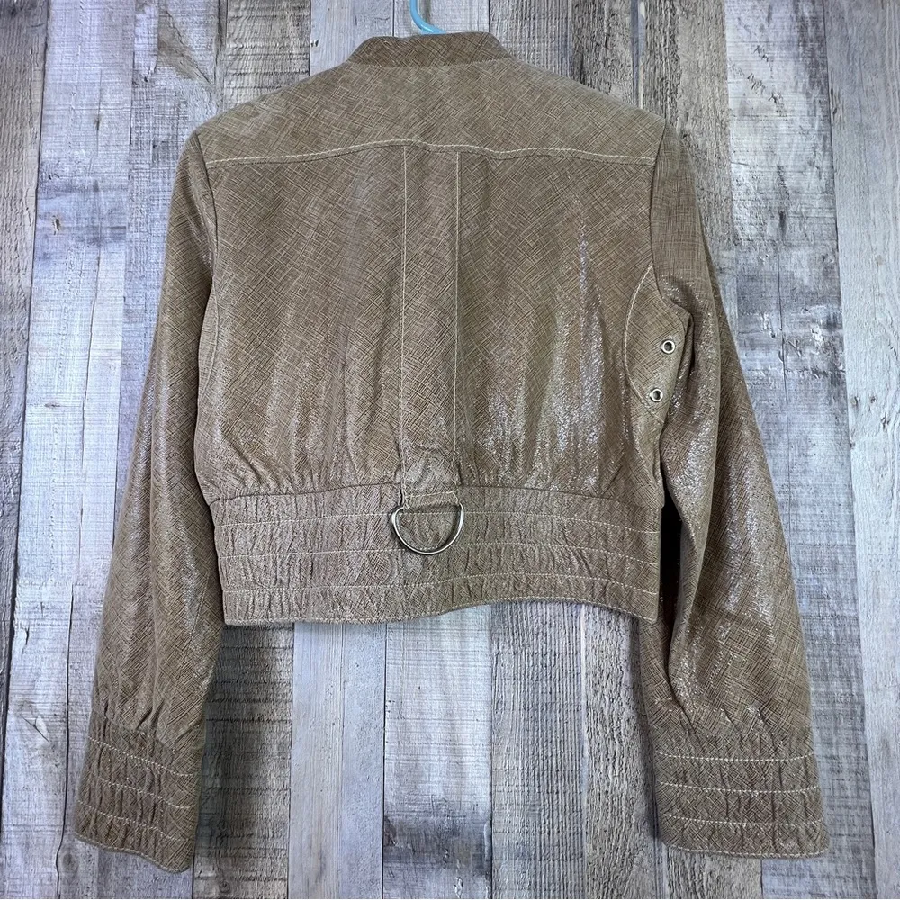 Abandon Size Medium Italian Shine Coated Leather In a Caramel Color w/Pockets Tan - Image 2