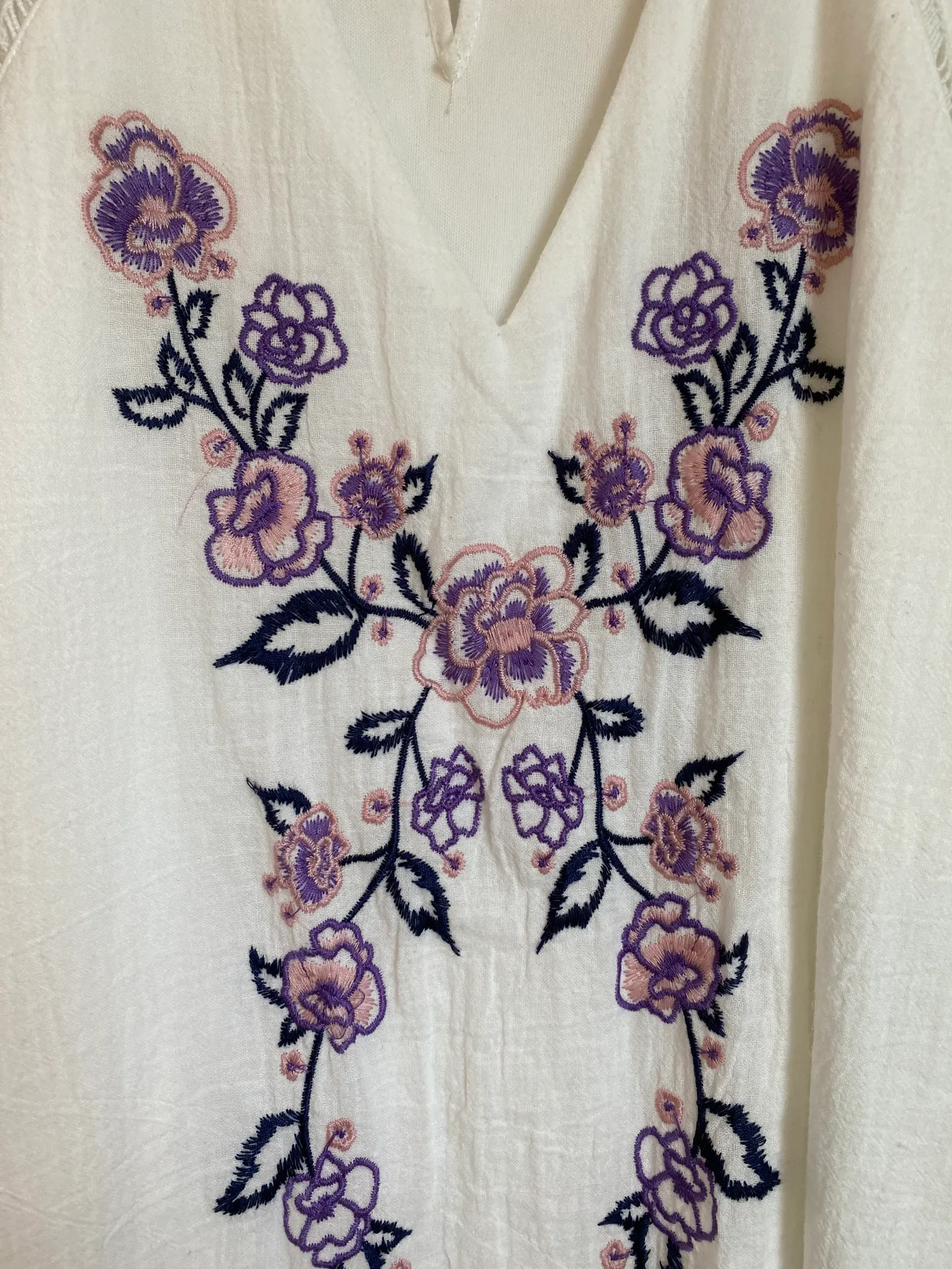 Francesca’s Blue Rain White Sundress Purple Floral  - Image 4