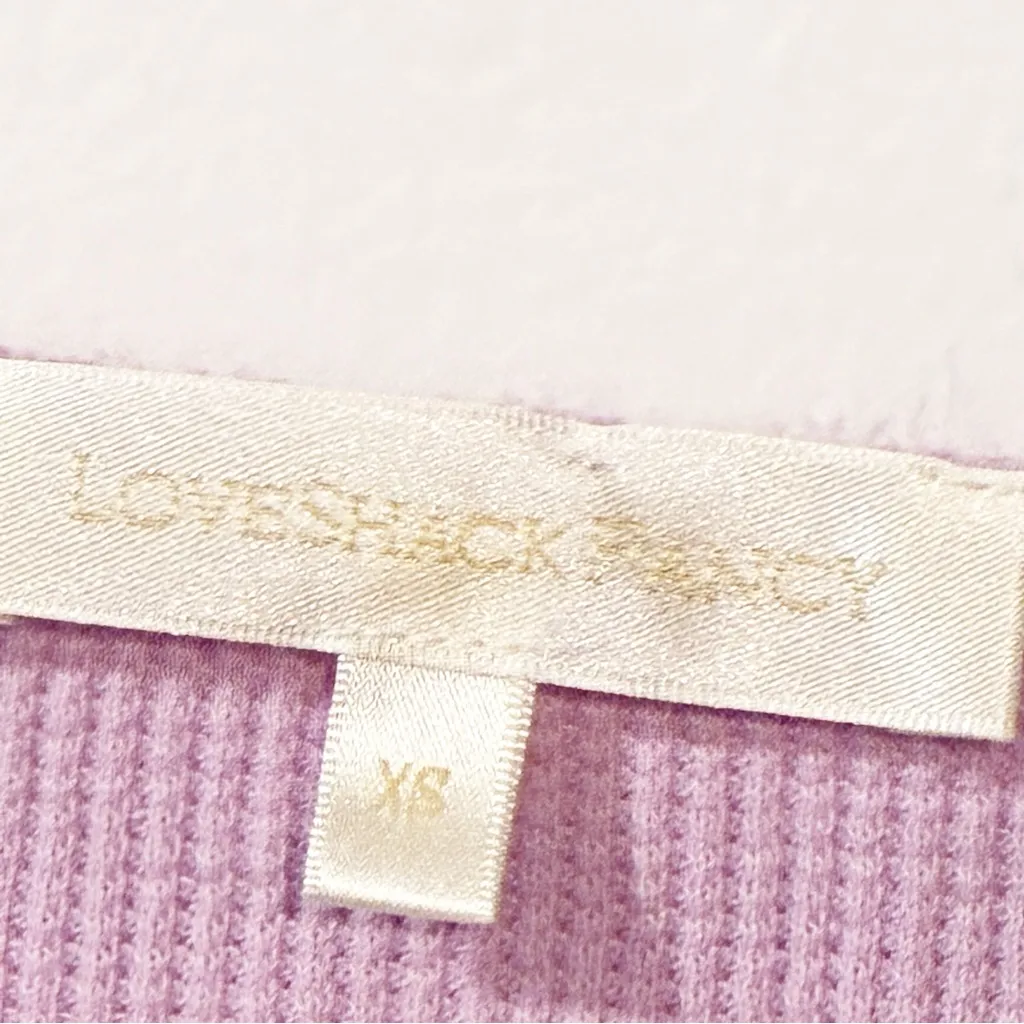 LoveShackFancy Light Purple Long Sleeve Crewneck Waffle Knit Top Size XS - Image 3