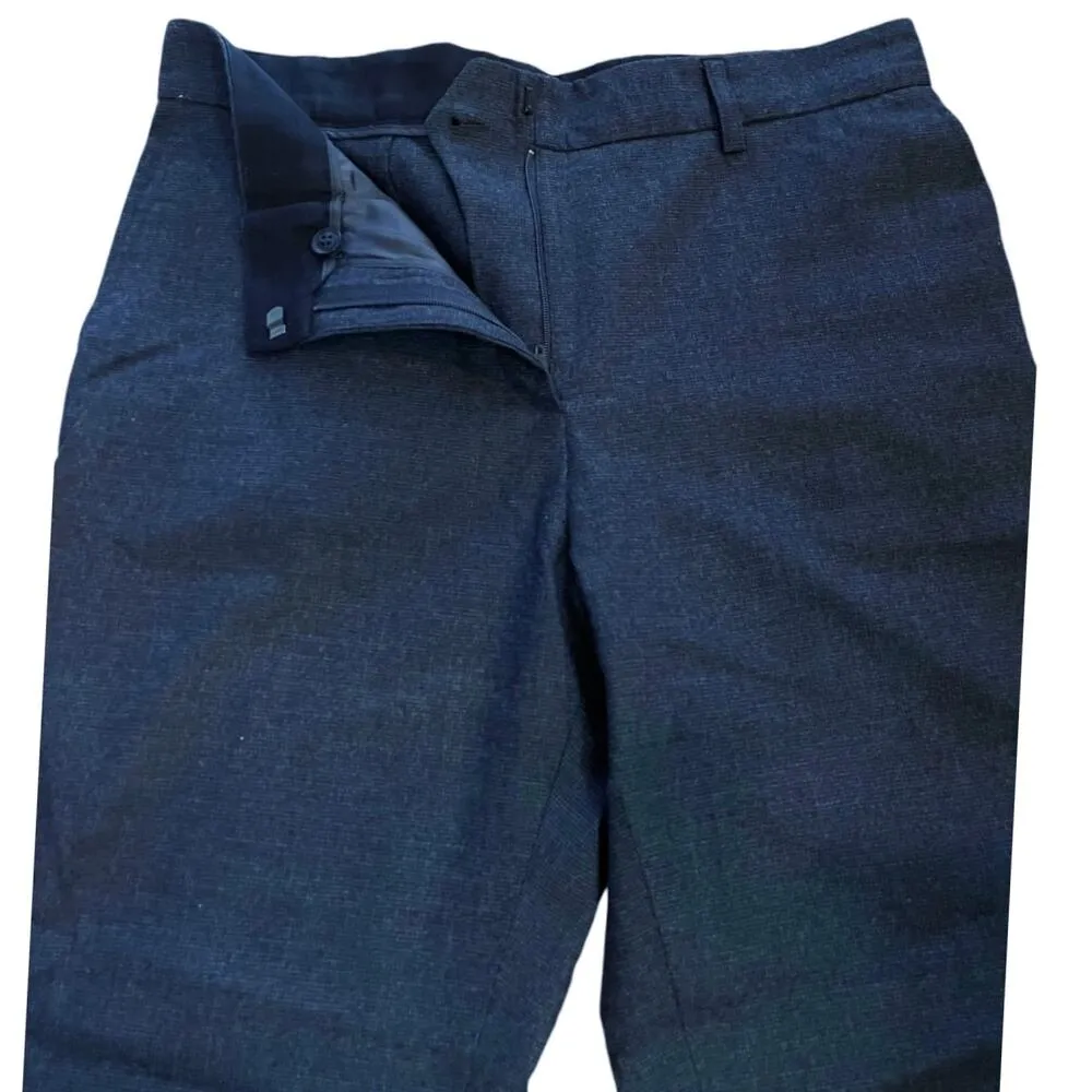 GIORGIO ARMANI High Rise Cropped Pants Trousers Worsted Wool Navy Italy 42 US 8 - Image 5