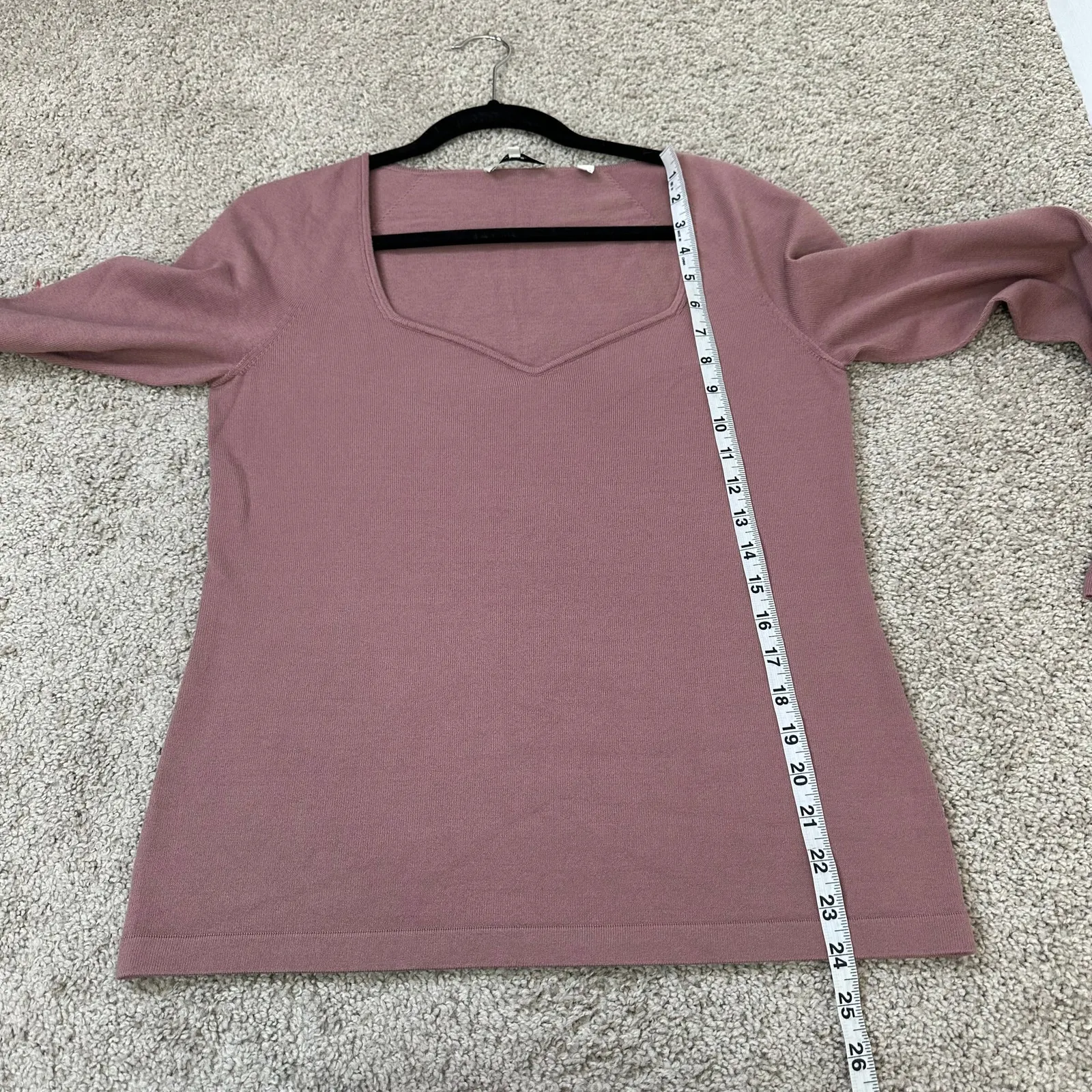 Vince Seamless Sweetheart Top Beet Root Mauve Pink Women's Large Long Sleeves - Image 7