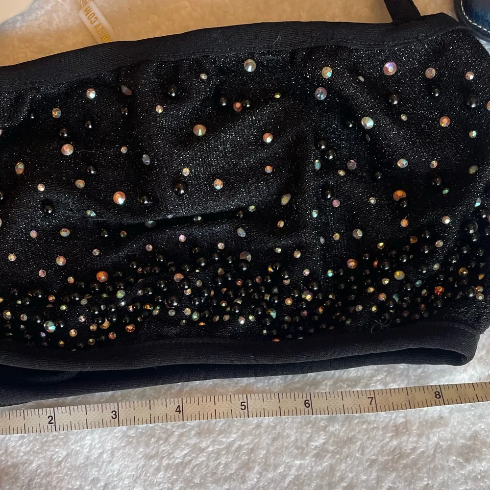 Black Beaded  Set:  Skirt and Crop Top w Halter Ties Sz 0 NWT - Image 9